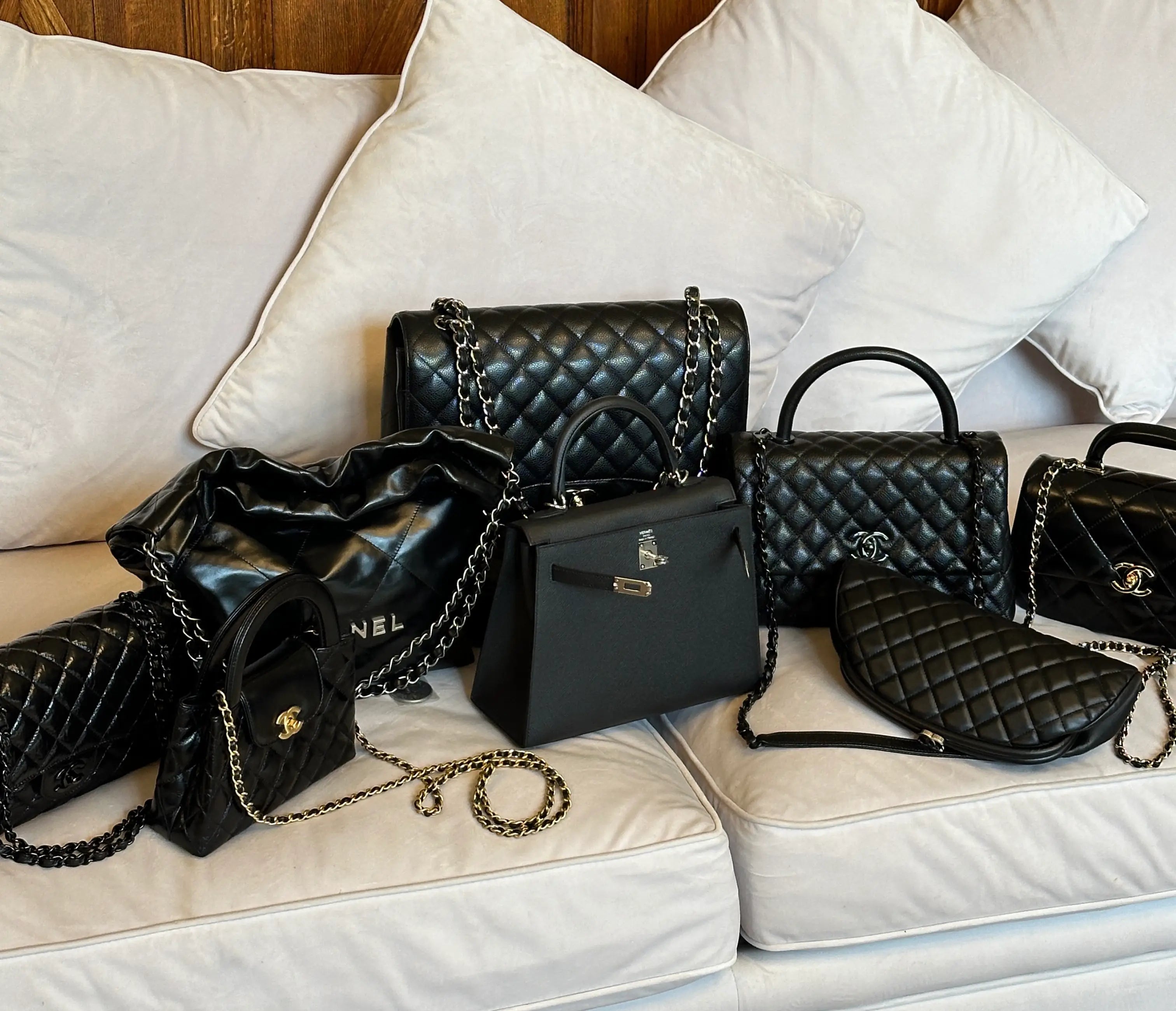 Iconic luxury handbags from Hermès, Chanel, Louis Vuitton and Dior showcasing timeless design and craftsmanship