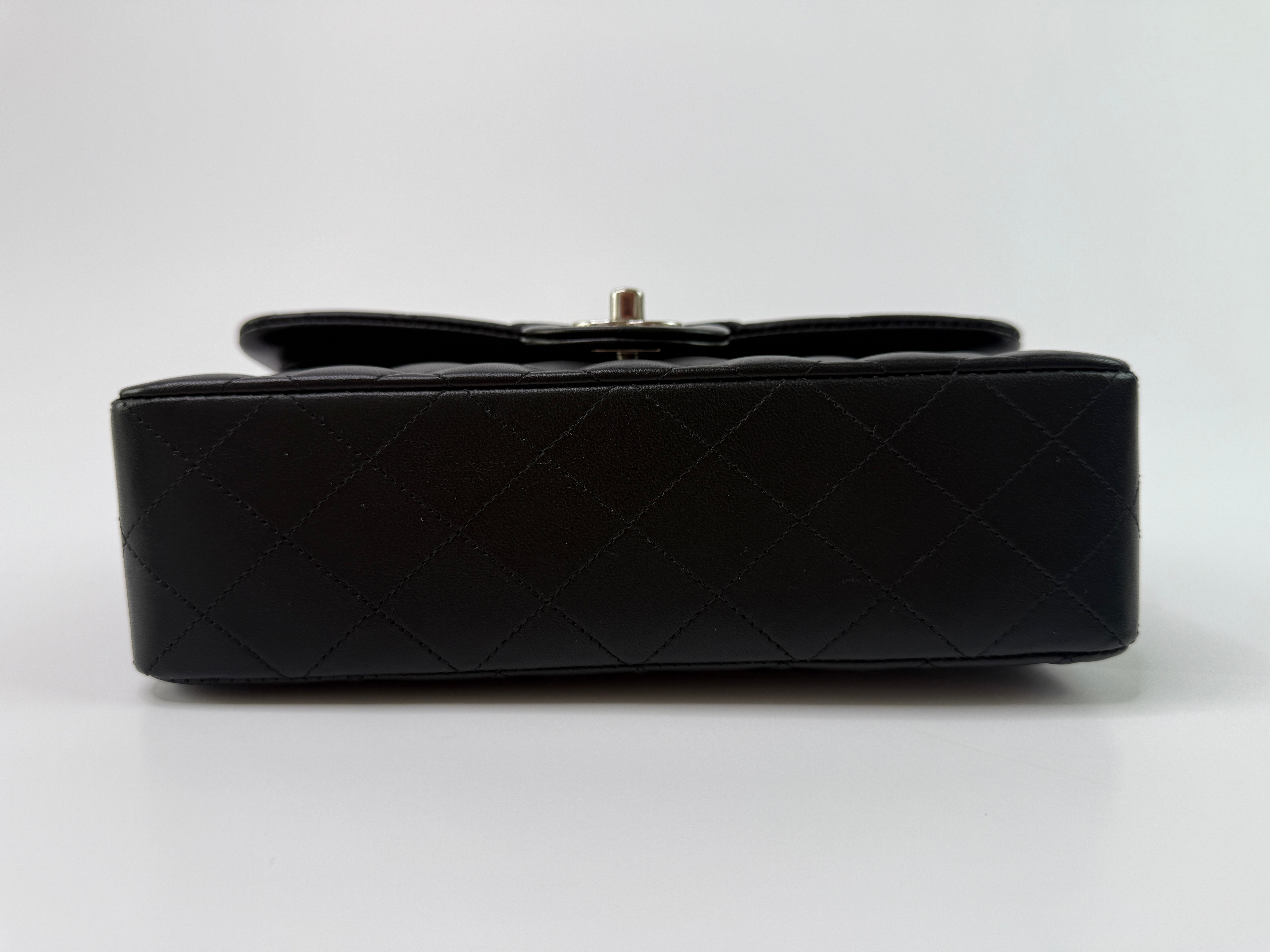 Chanel Small Classic Double Flap In Black Lambskin Leather With Silver Hardware
Pre Loved & Authentic