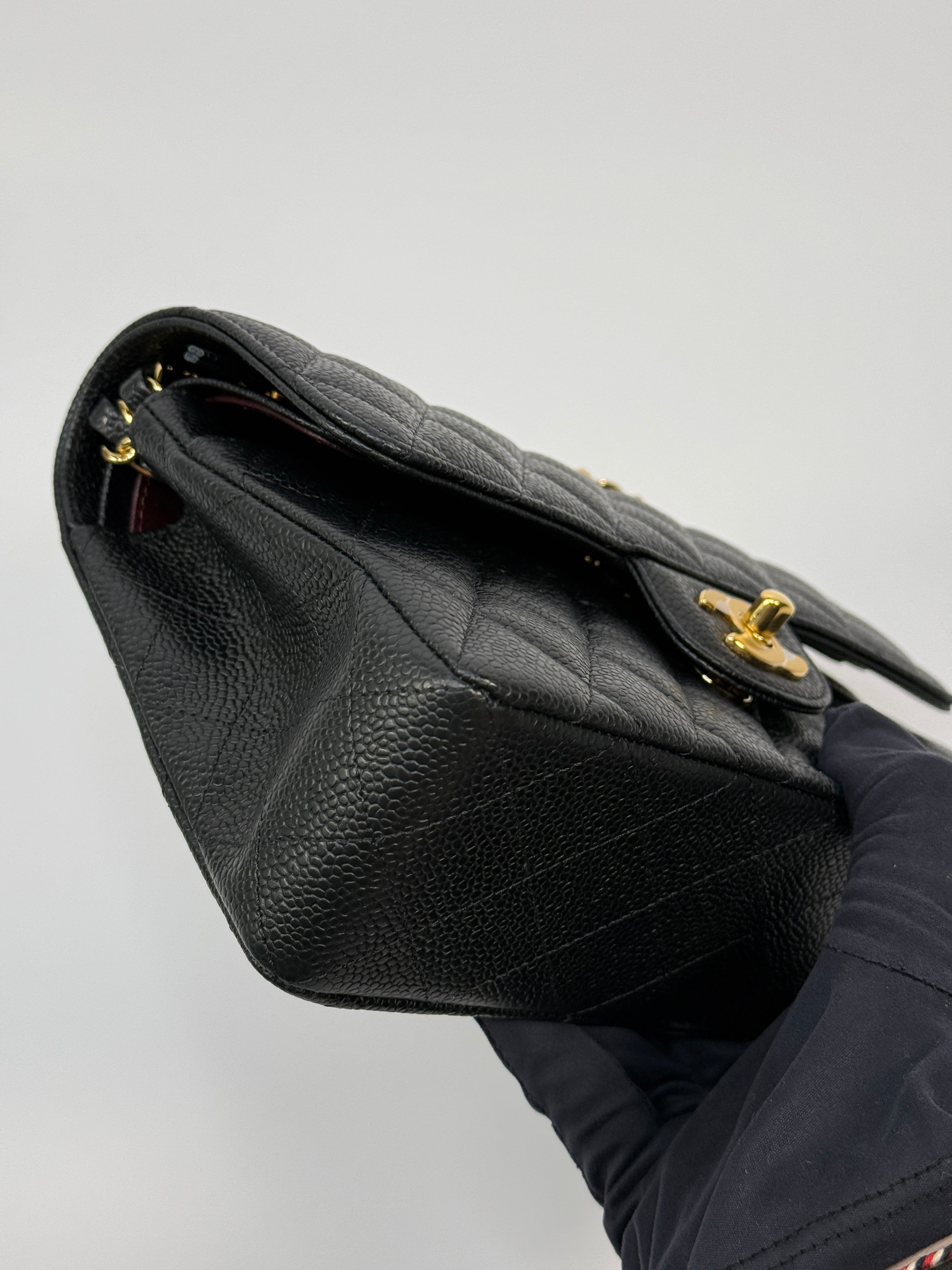 Chanel Small Classic Double Flap In Black Caviar Leather With GHW