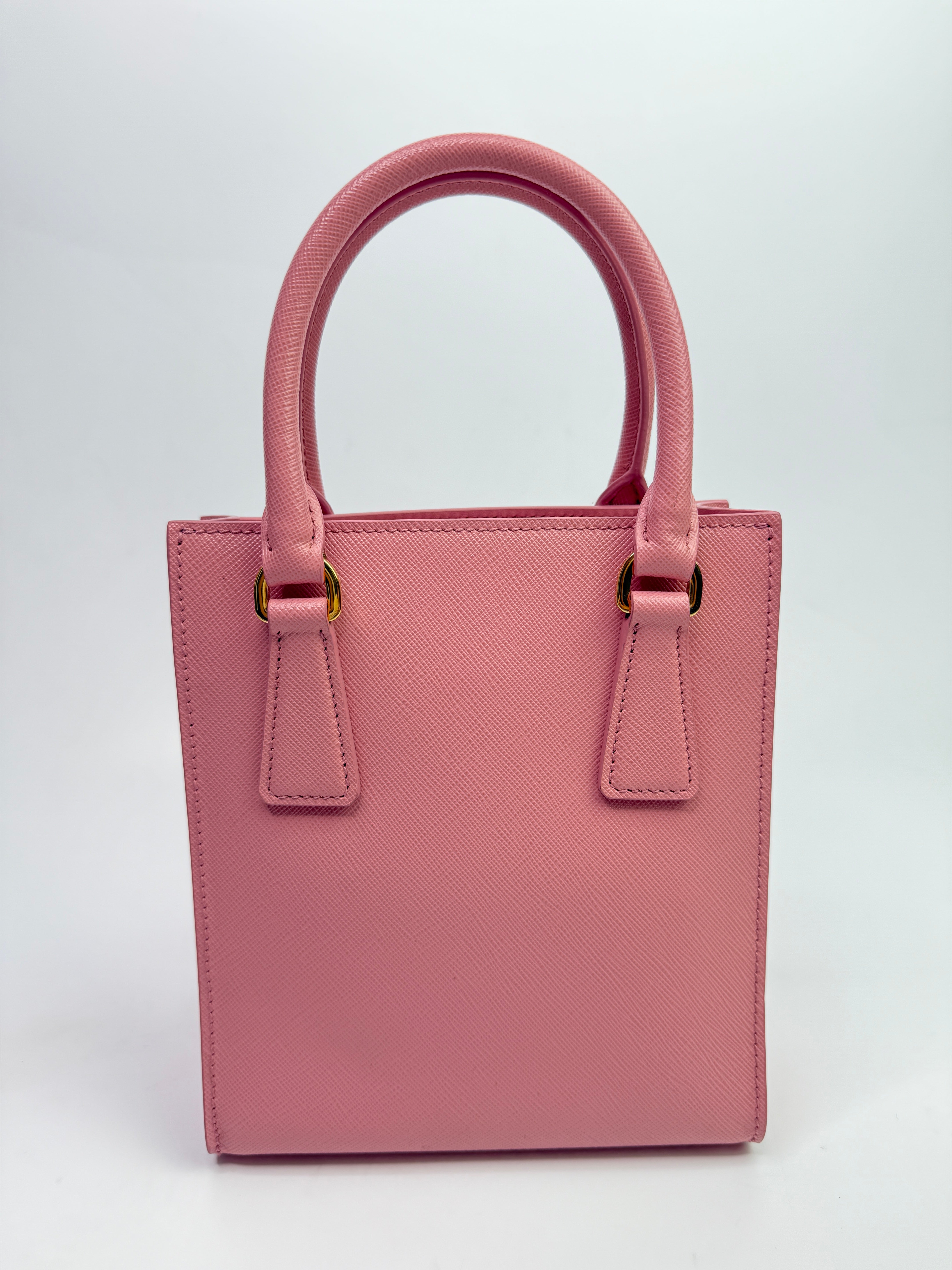 Prada Mini Tote In Pink Saffiano Leather