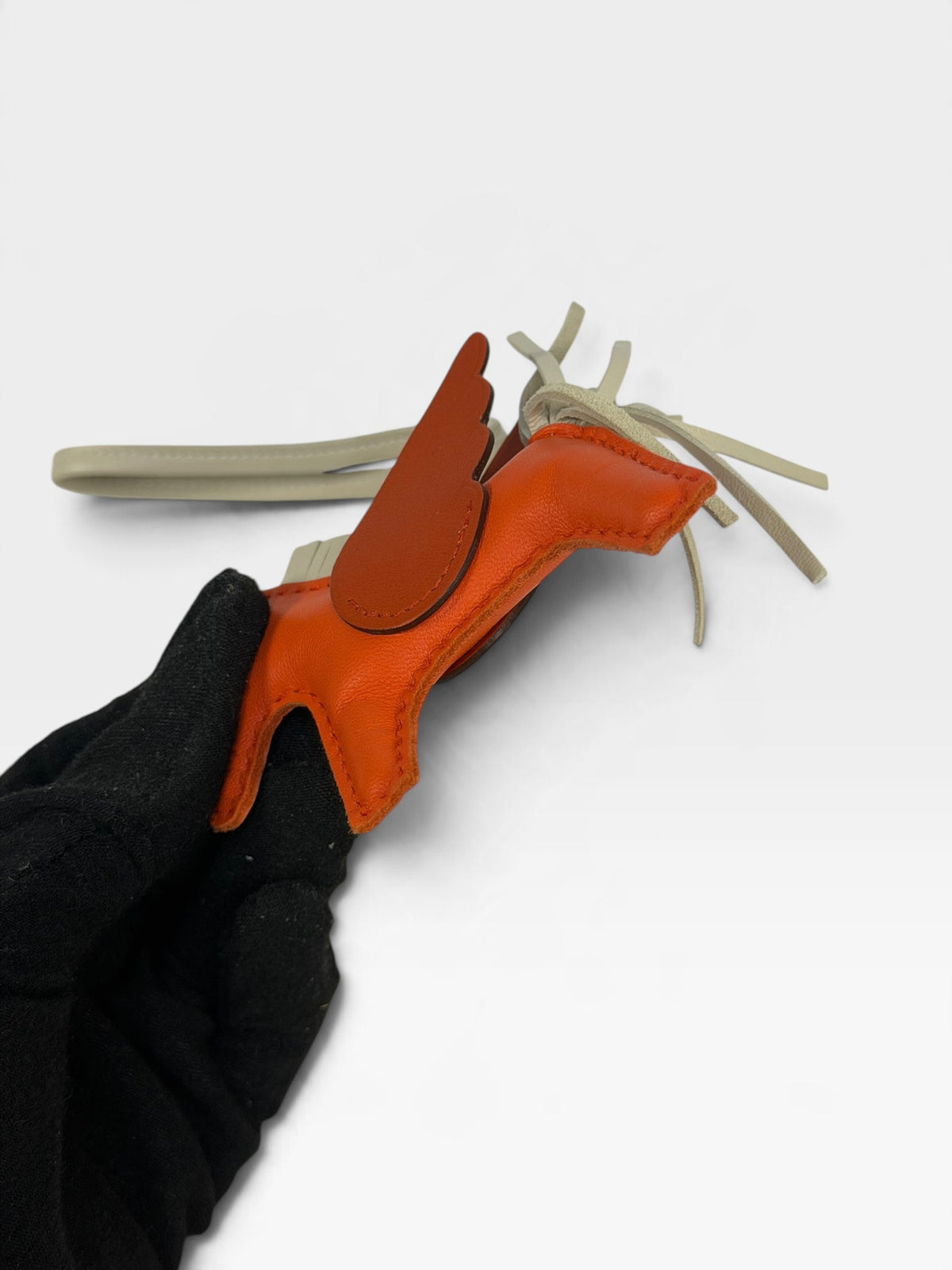 Hermès Rodeo Pegasus Charm In Orange Poppy, Craie & Terre Battue. 100% authentic and pre loved in excellent condition.