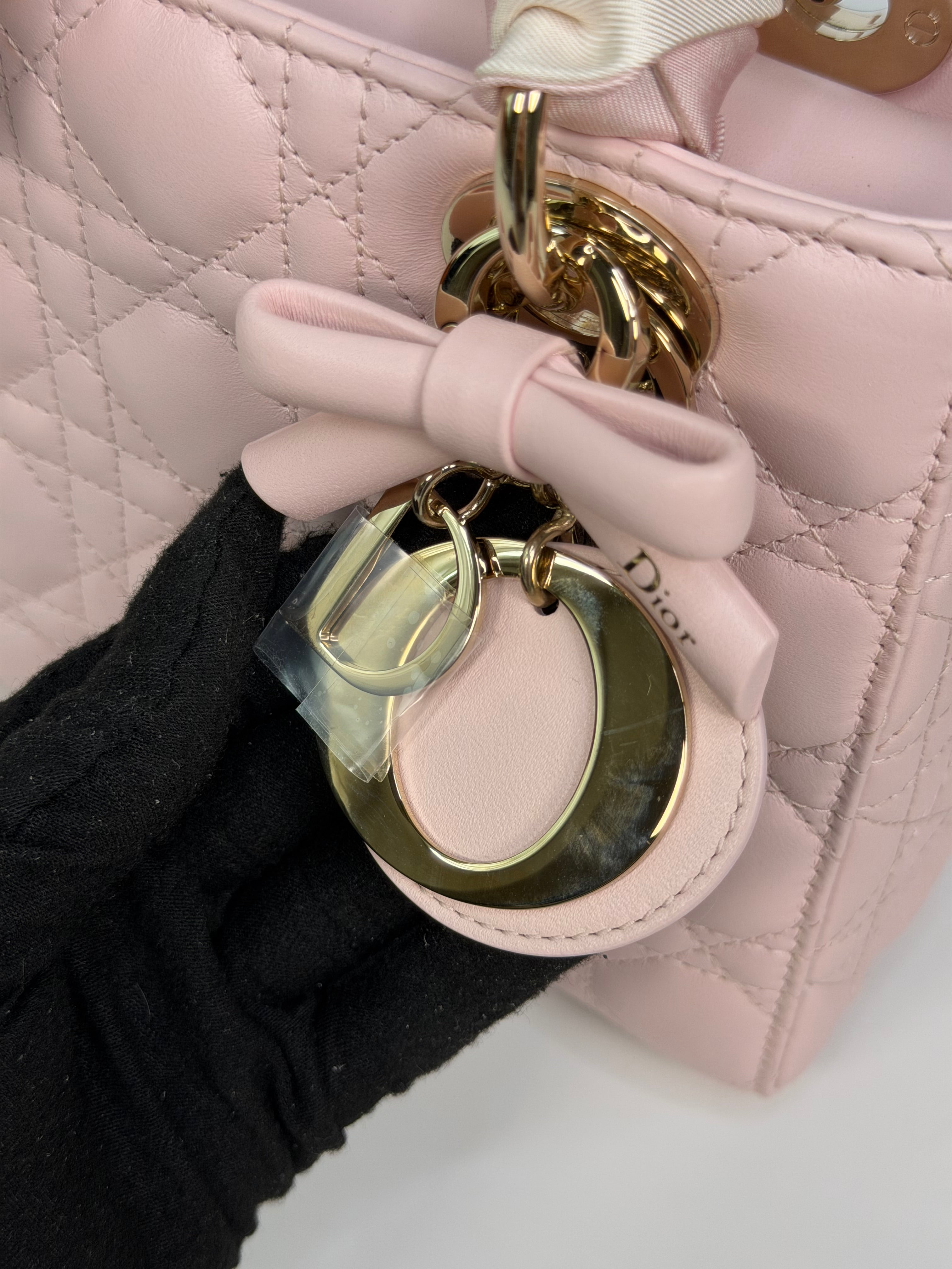 Christian Dior Lady Dior Small Bag In Rose Tendre With Gold Hardware. Authentic and preloved in excellent condition