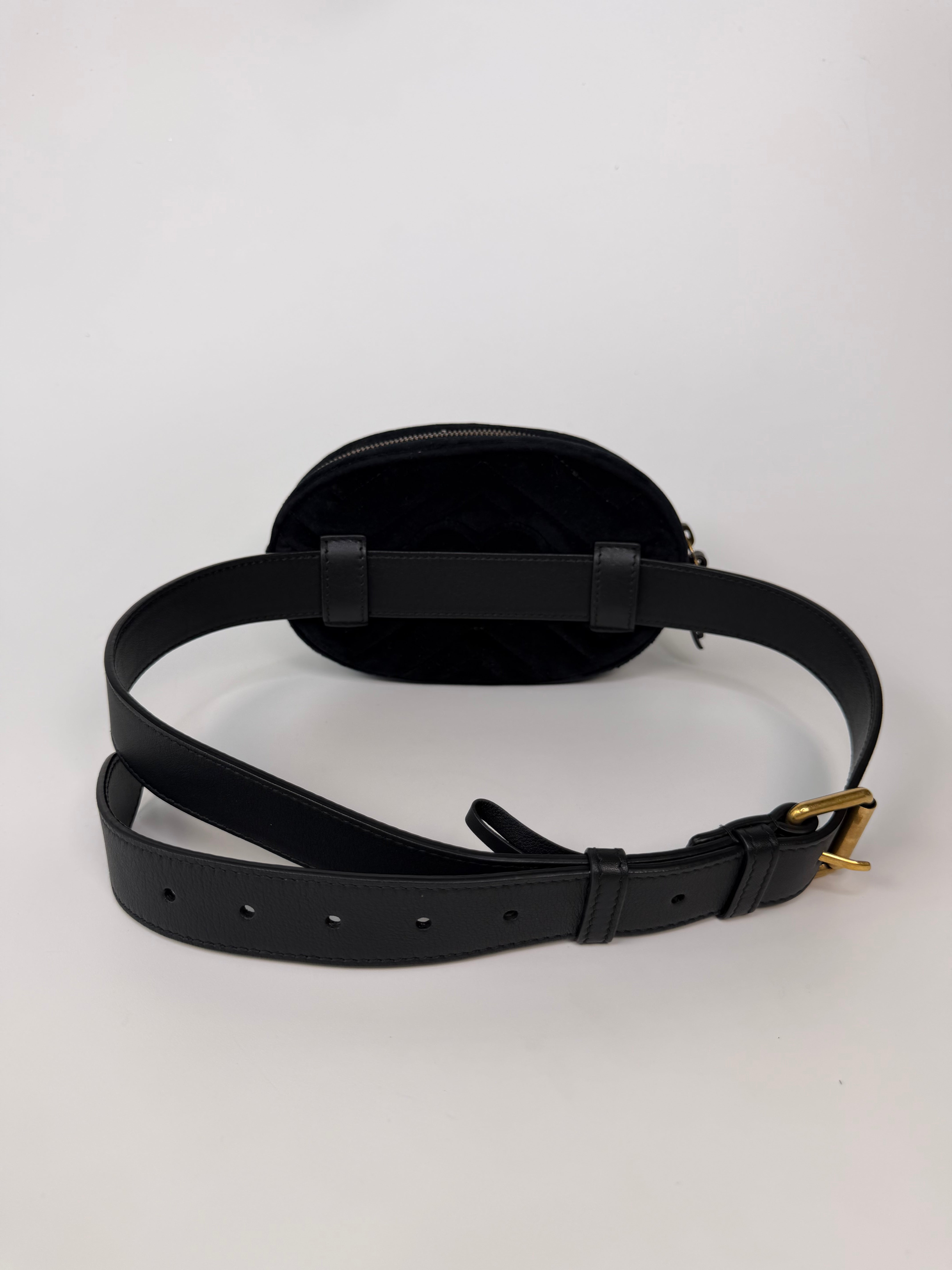 Gucci GG Black Velvet Marmont Belt Bag