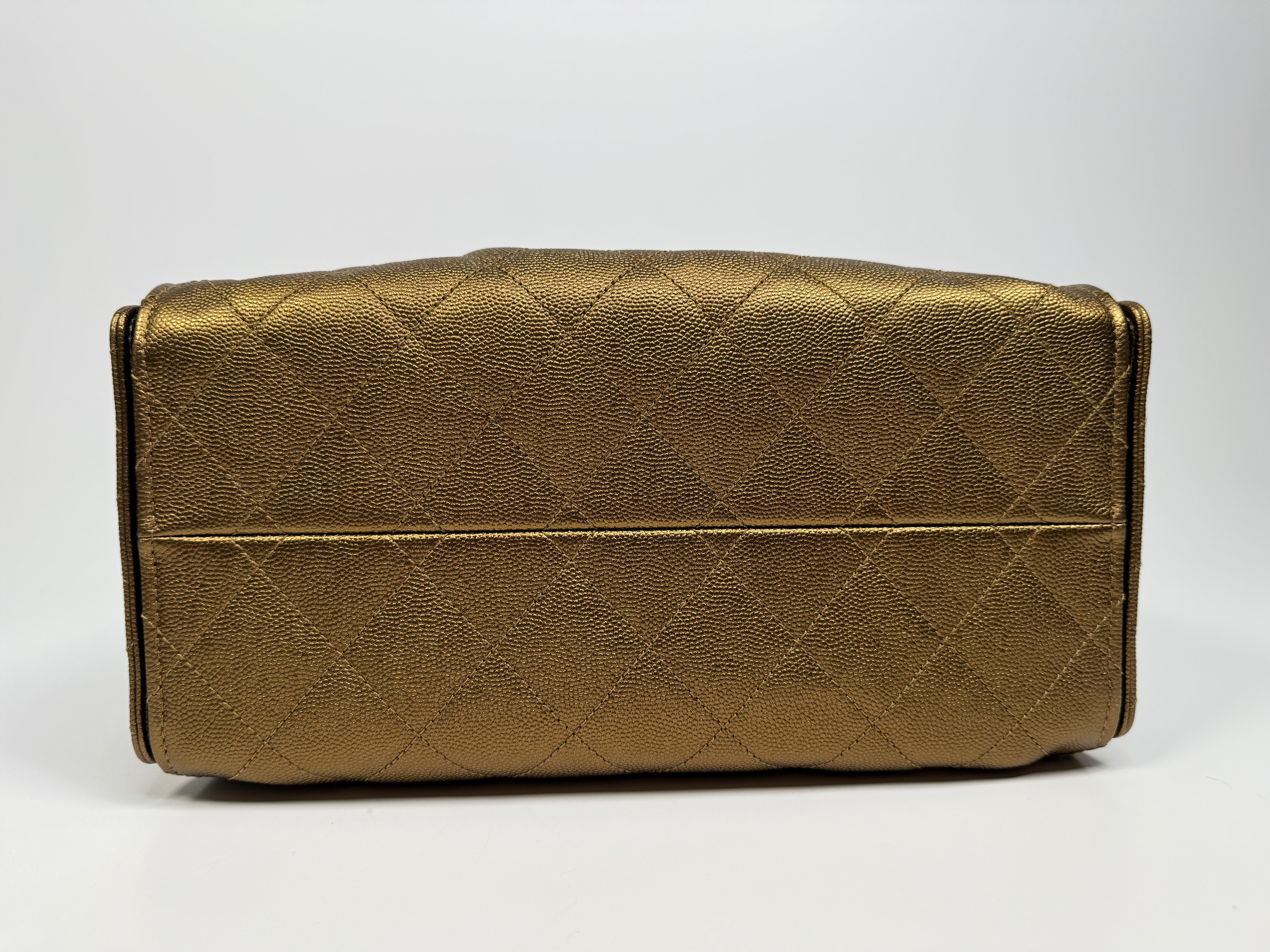 Authentic pre loved Chanel 25 Small In Metallic Bronze Caviar Leather With Gold hardware