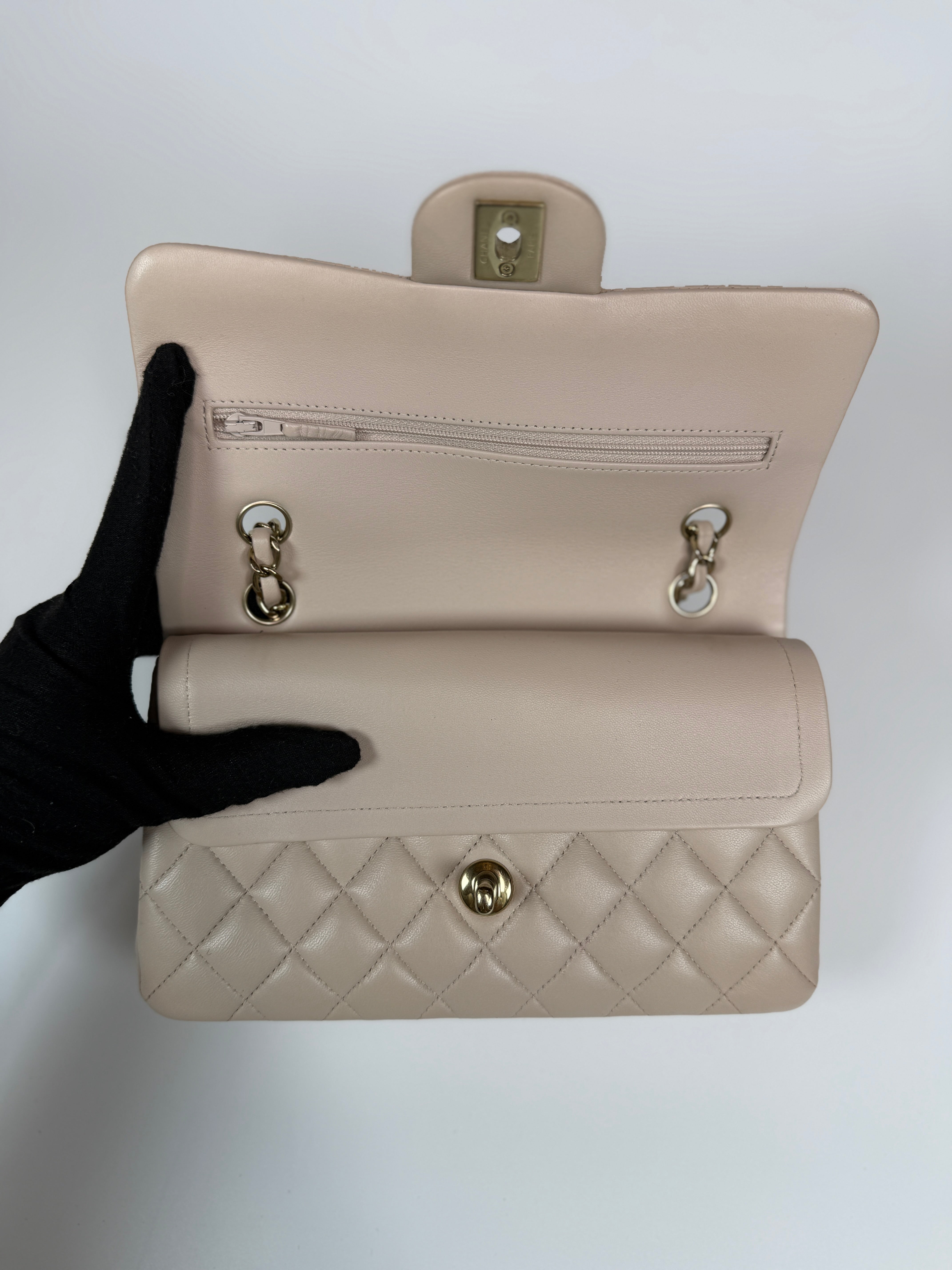Chanel Chanel Small Classic Double Flap In Mauve Lambskin Leather With PGHW excellent condition, verified by Luxe Cheshire. International, fast and fully insured delivery. Trusted designer resale.
