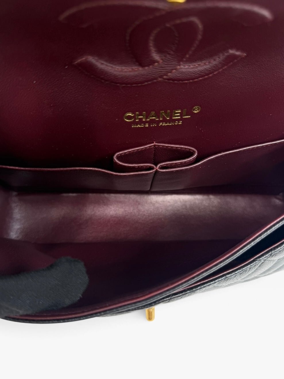 Chanel Medium Classic Double Flap In Black Caviar Leather Gold Hardware