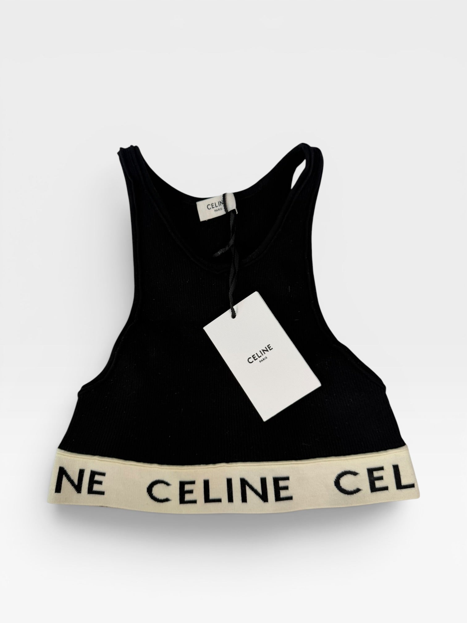 Celine Logo Crop Top (Size XS/UK6). Authentic and preloved in new/unused condition. 100% guarantee