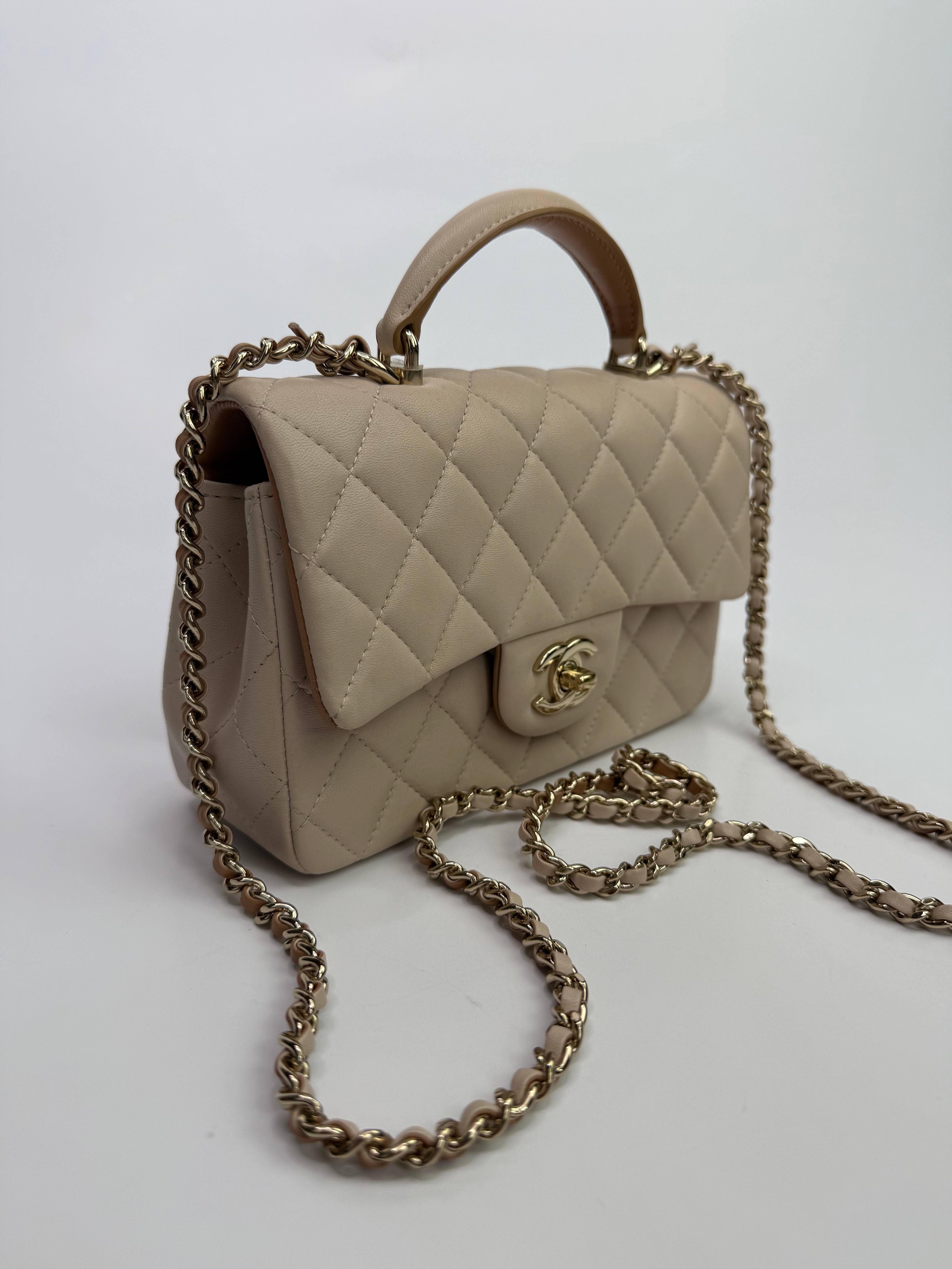 Chanel Quilted Bi-Color Top Handle Rectangular Flap