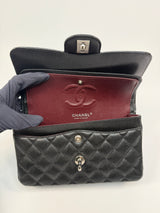 Chanel Small Classic Double Flap In Black Caviar Leather With SHW