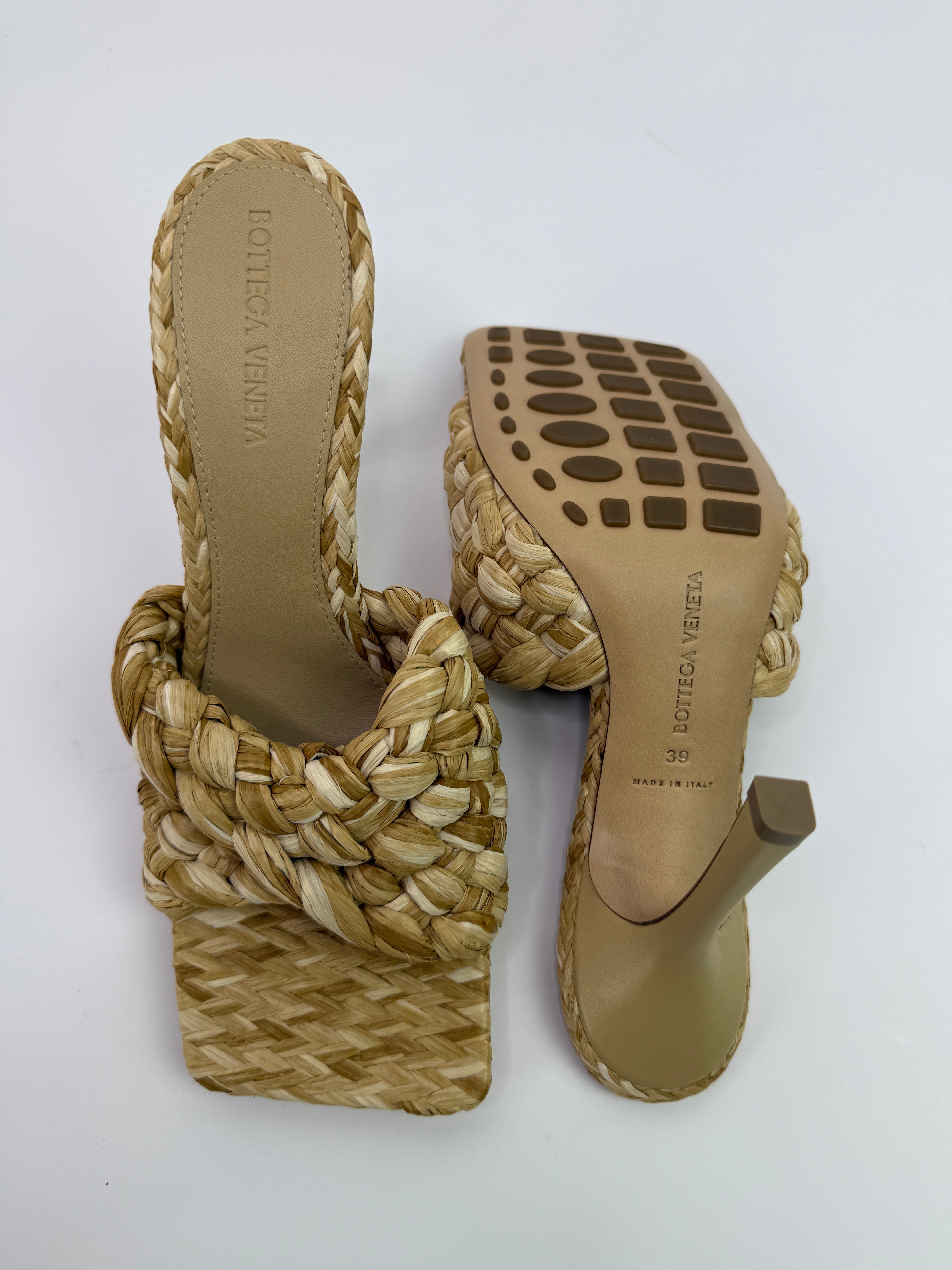 Bottega Veneta Intrecciato Raffia Mules (Size 39/UK6)