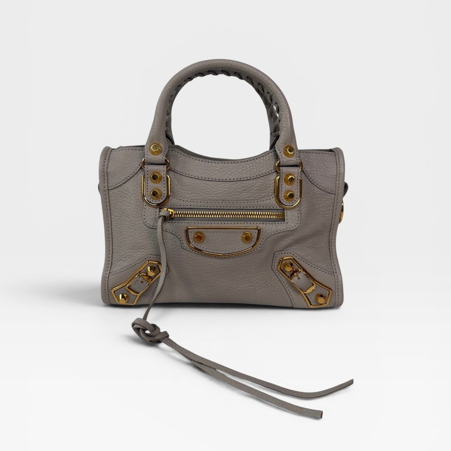 Balenciaga Le City Mini Bag In Grey Lambskin With Gold Hardware. 100% authentic and preloved in excellent condition