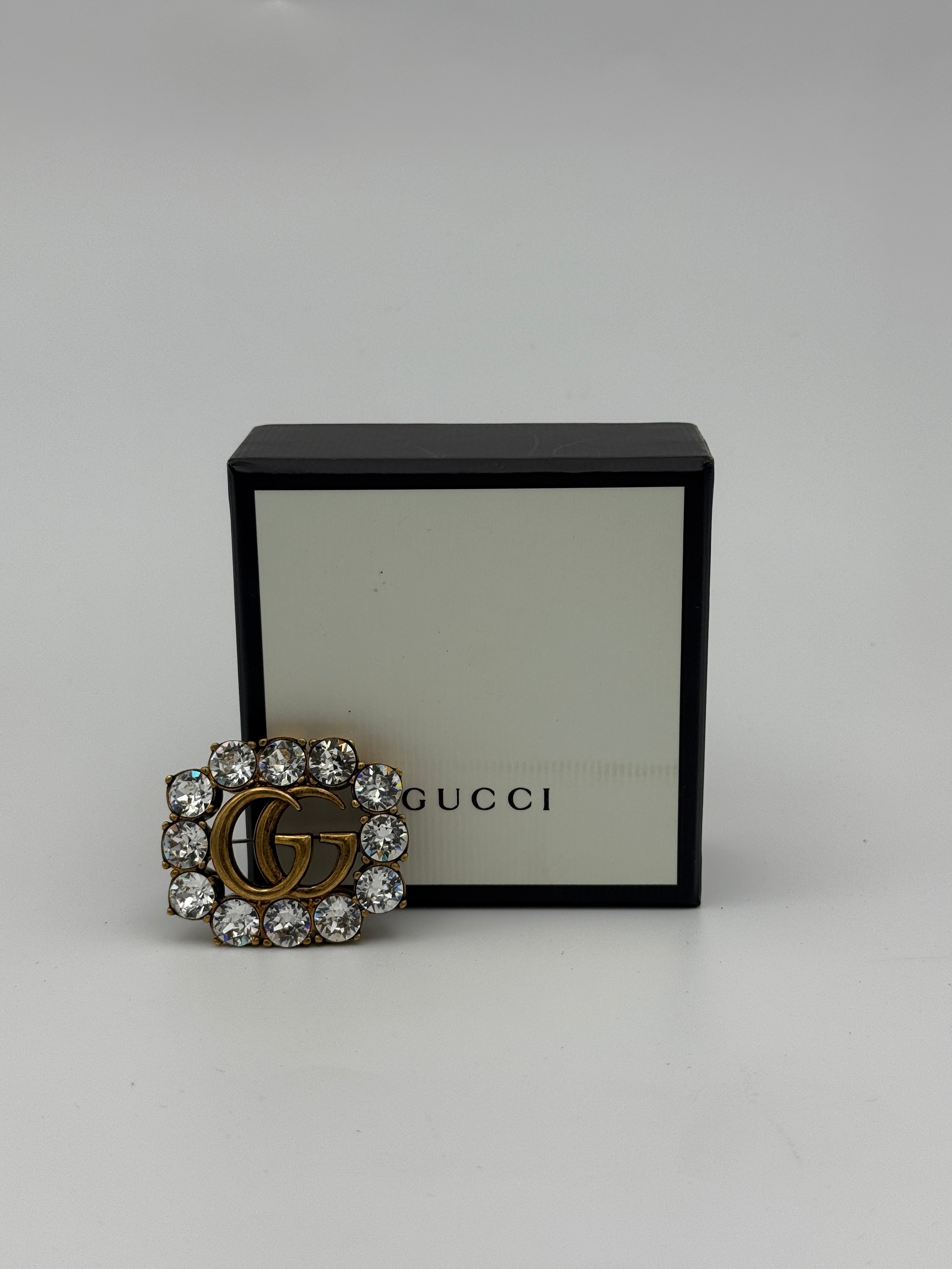 Gucci Double G Crystal Brooch