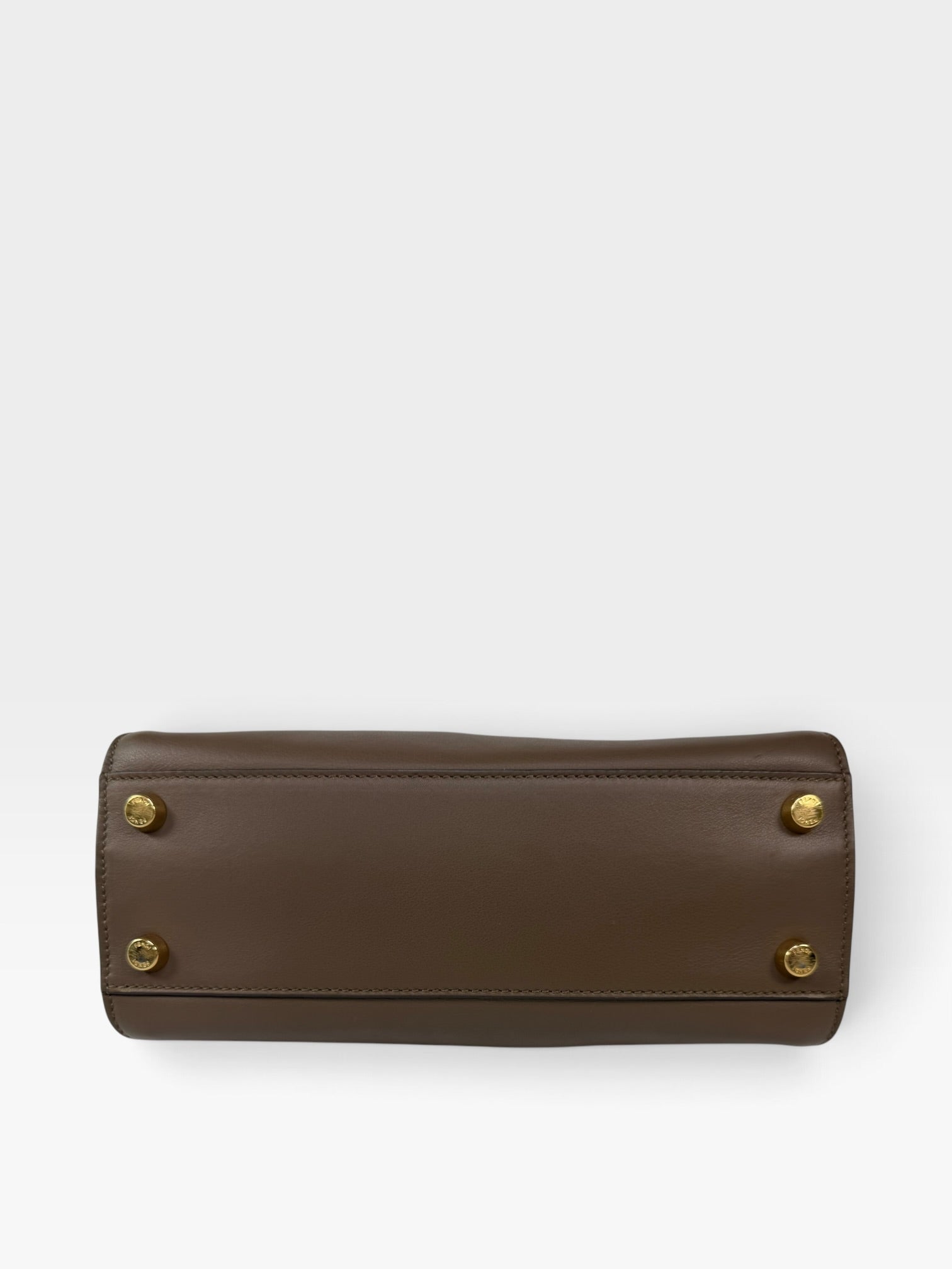 Fendi Small Peekaboo ISeeU Bag In Brown Calfskin Gold Hardware. 100% authentic and preloved in excellent condition.
