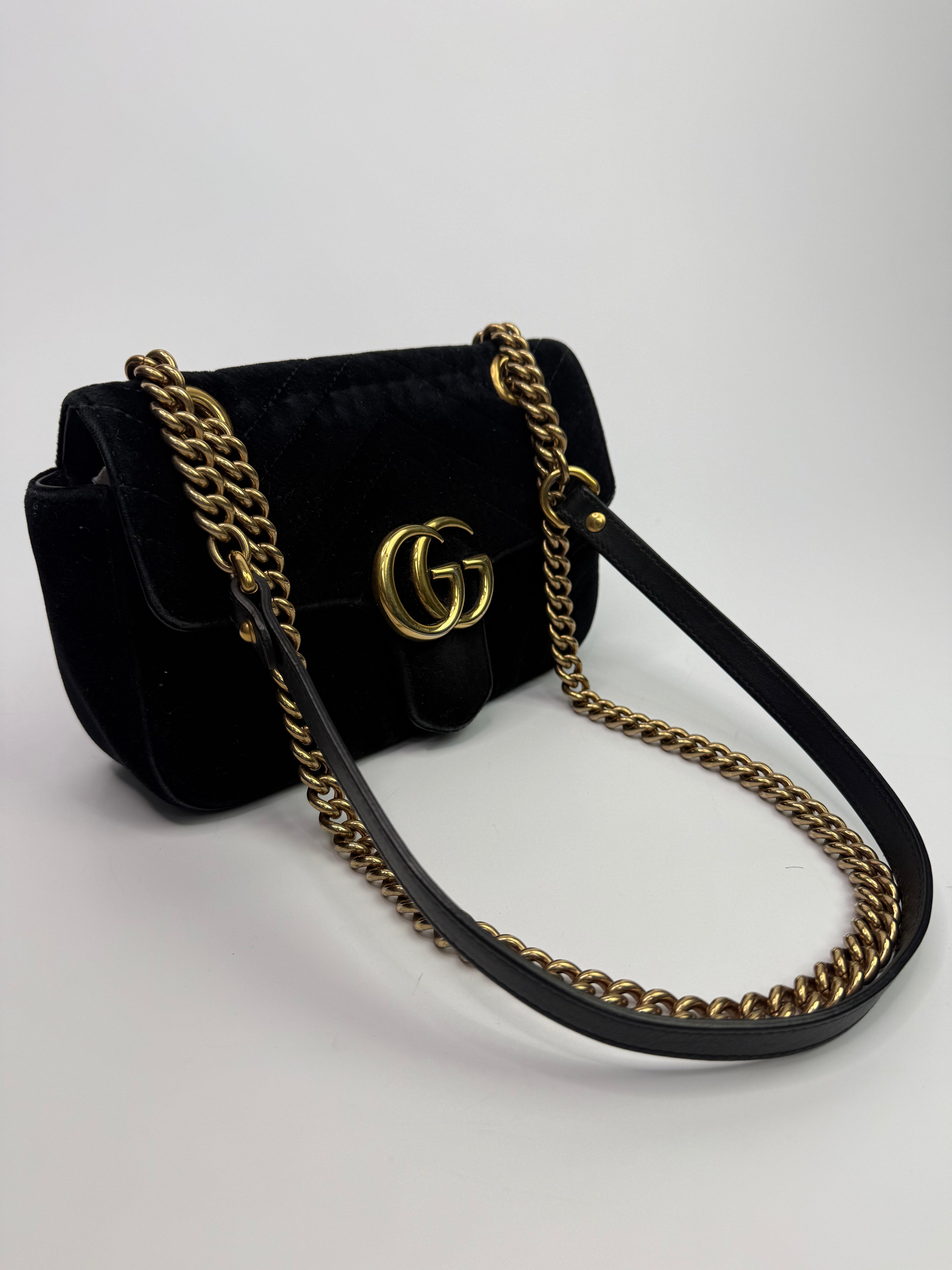 Gucci Mini Marmont Bag in Black Velvet