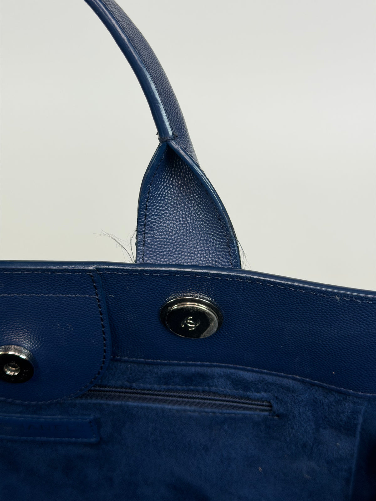 Chanel Medium Deauville In Blue Leather With Silver Hardware