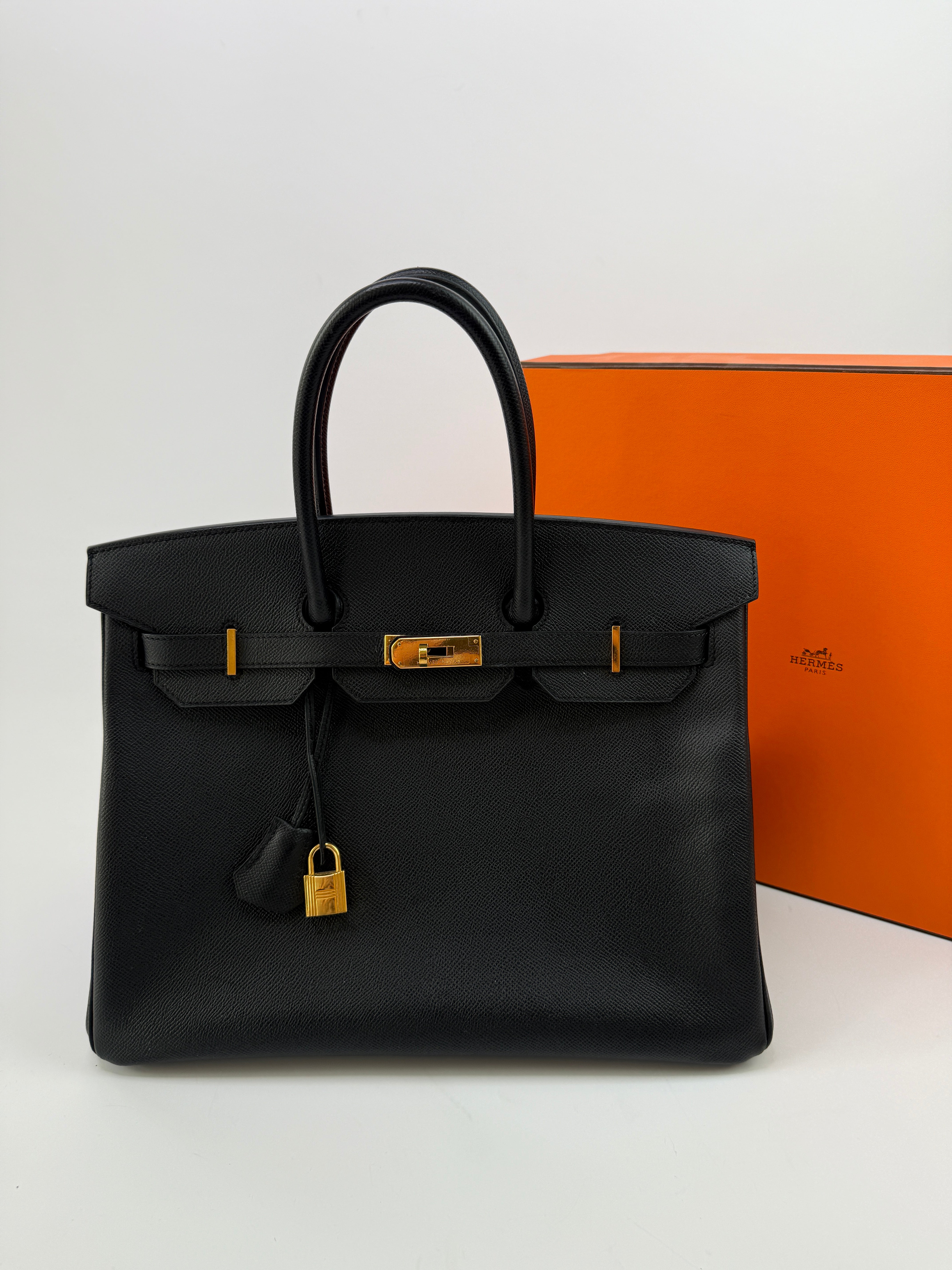 Authentic Pre Loved Hermès Birkin 35 Black Epsom Leather Gold Hardware Excellent Condition