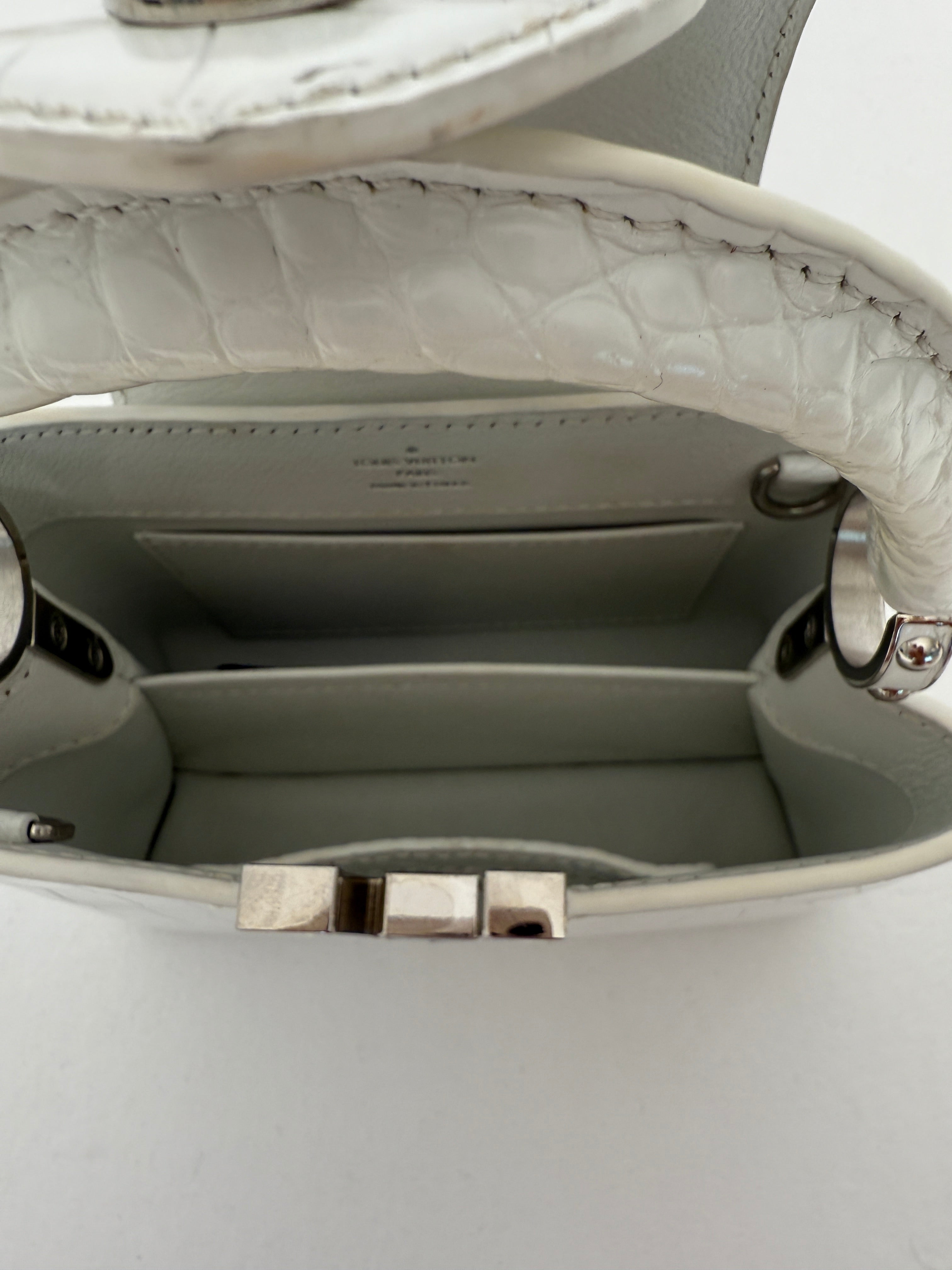 Louis Vuitton Capucines BB In Soft Shine White Alligator Leather