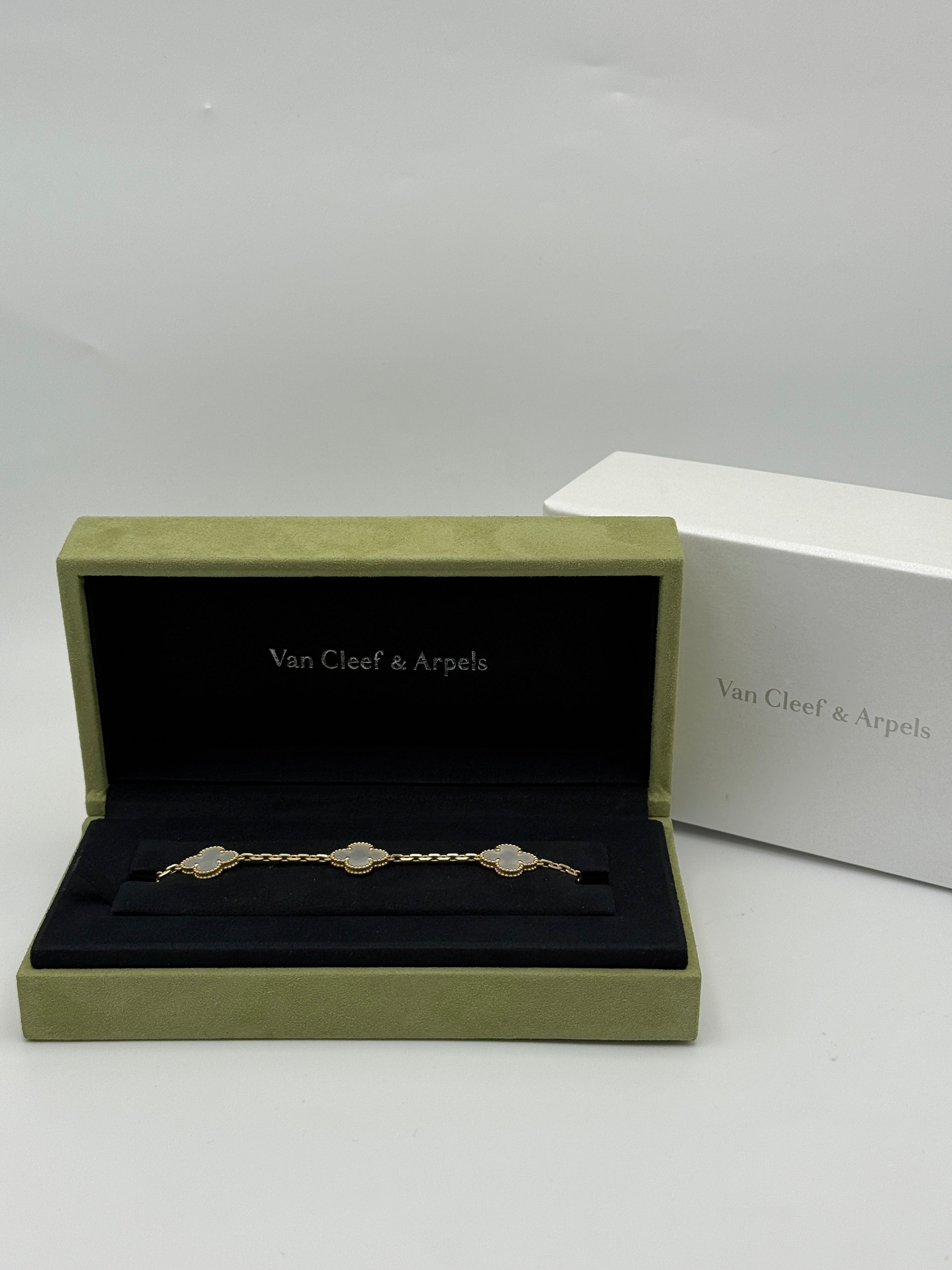 Van Cleef & Arpels Vintage Alhambra Bracelet, 5 Motifs Mother Of Pearl