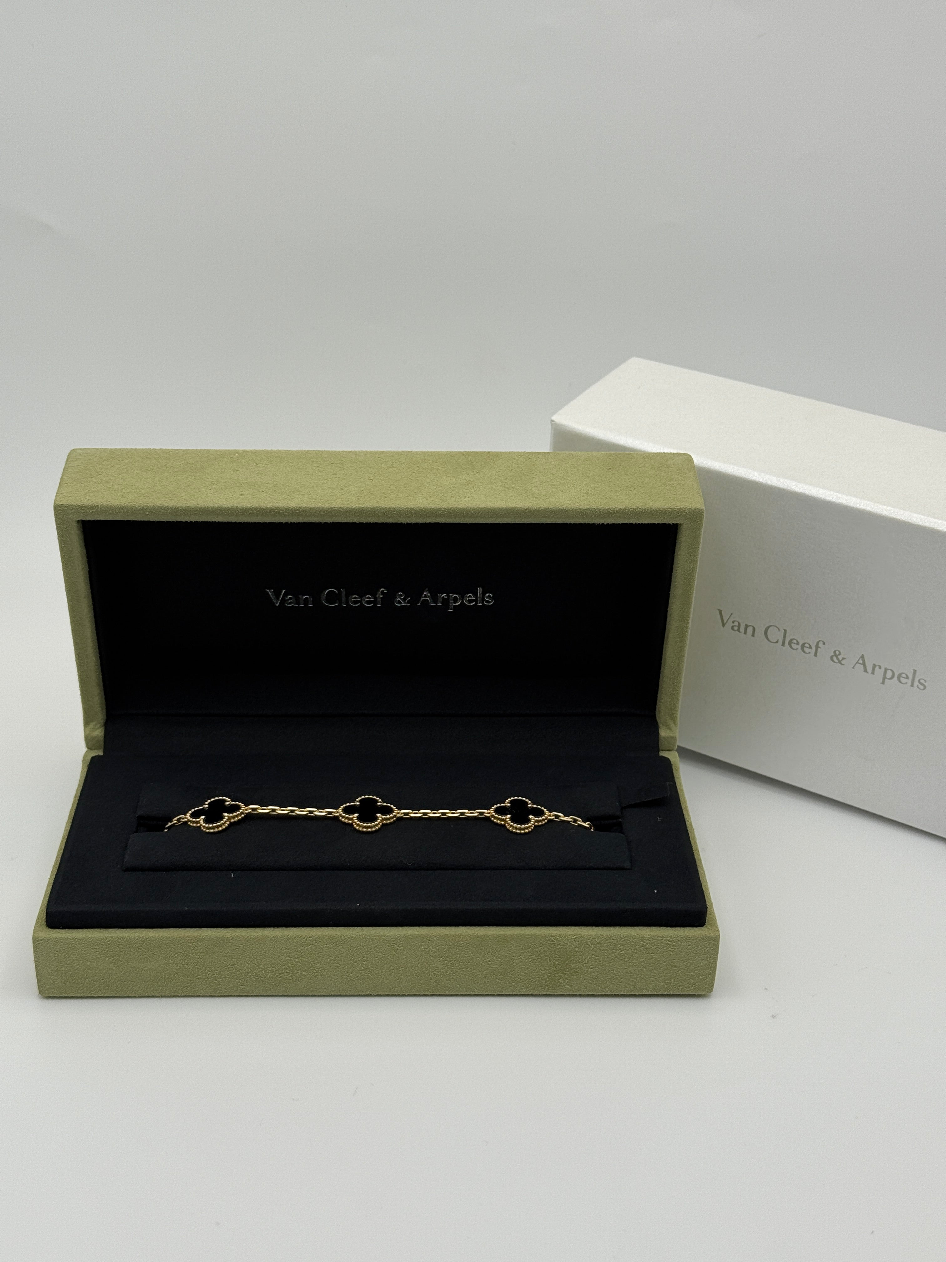 Van Cleef & Arpels Vintage Alhambra Bracelet, 5 Motifs Onyx