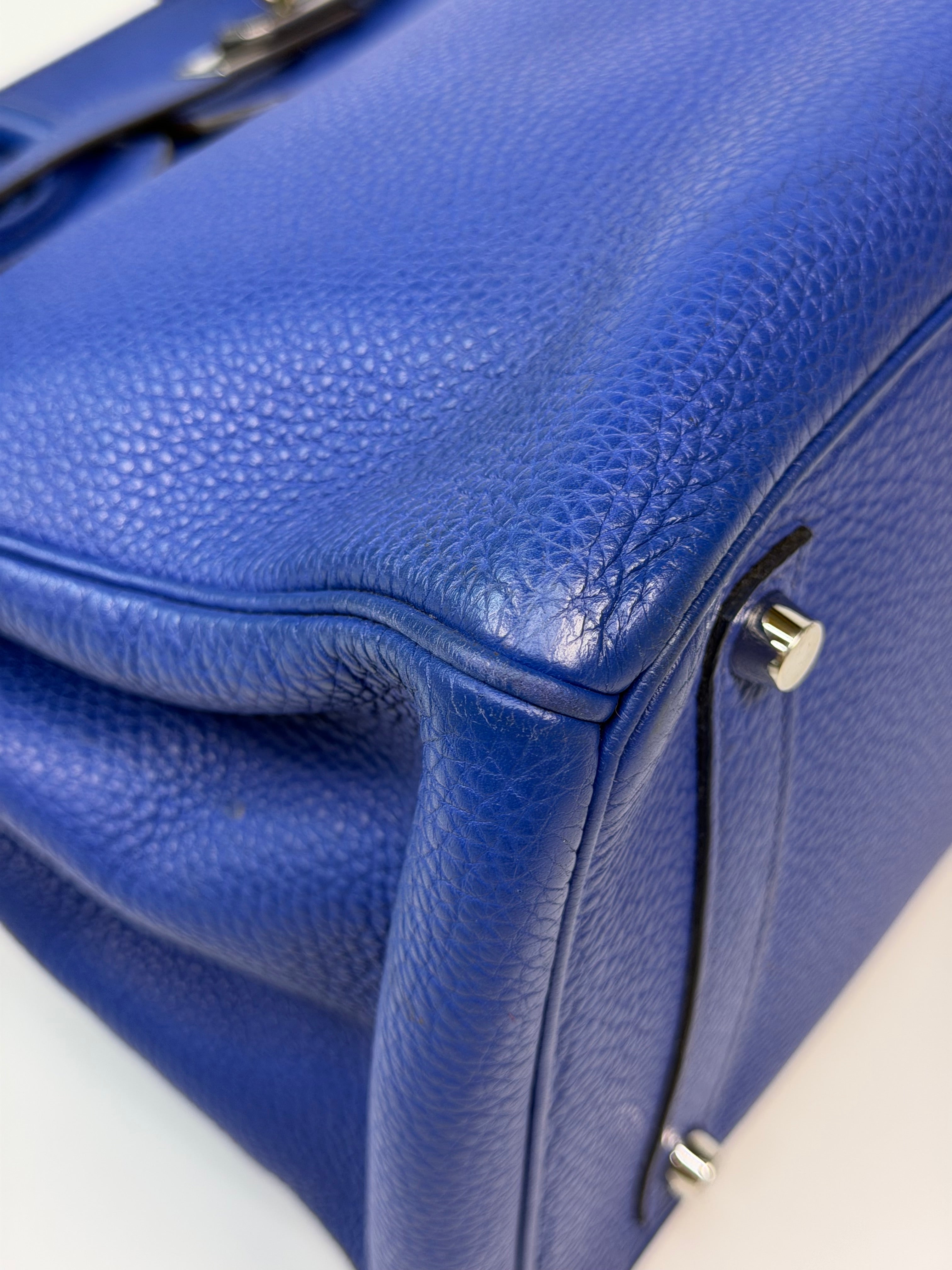 Hermès Birkin 35 Electric Bleu Togo Leather With Palladium Hardware. Authentic and preloved in very good condition.