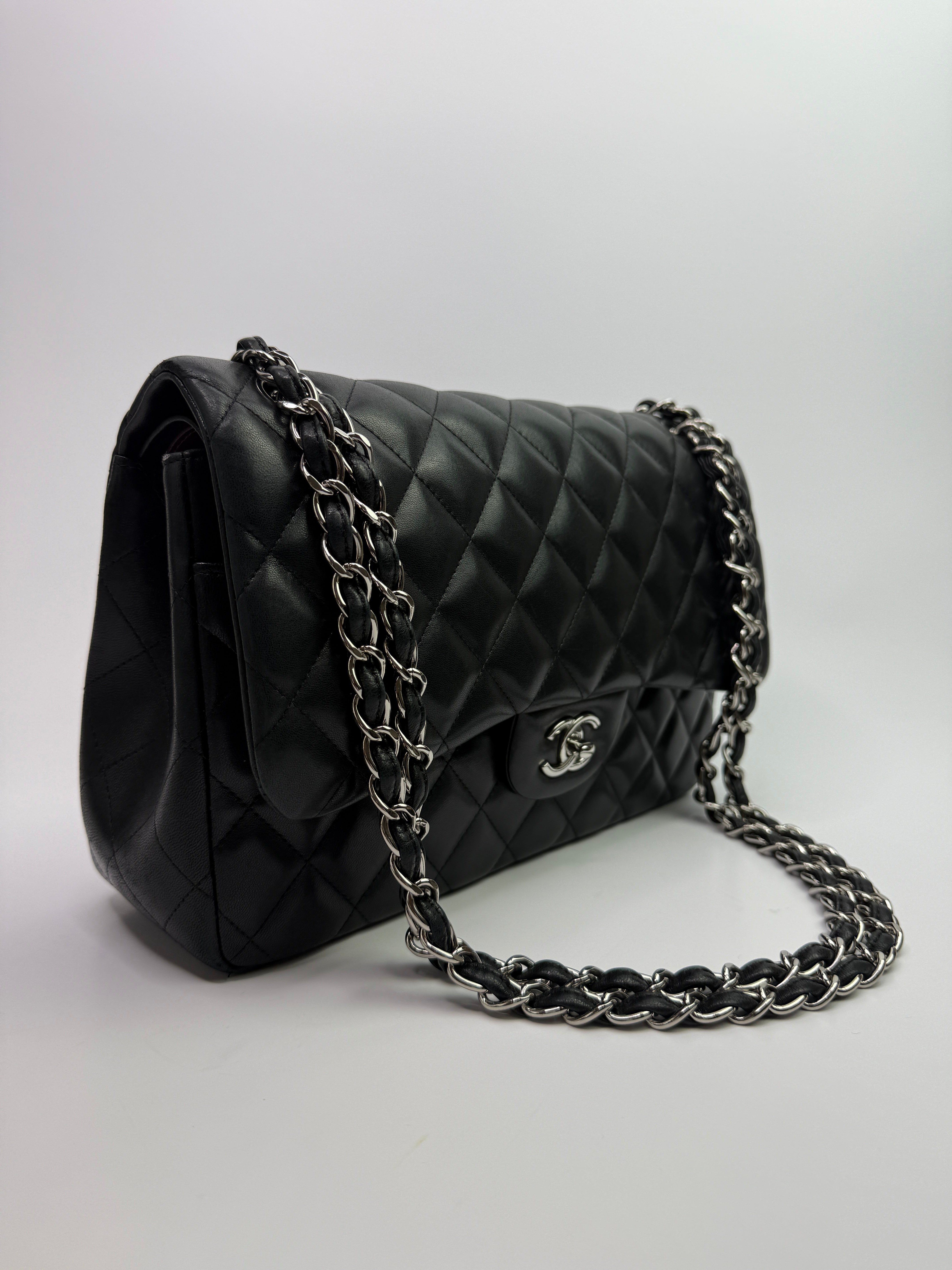Chanel Jumbo Black Lambskin Leather With SHW