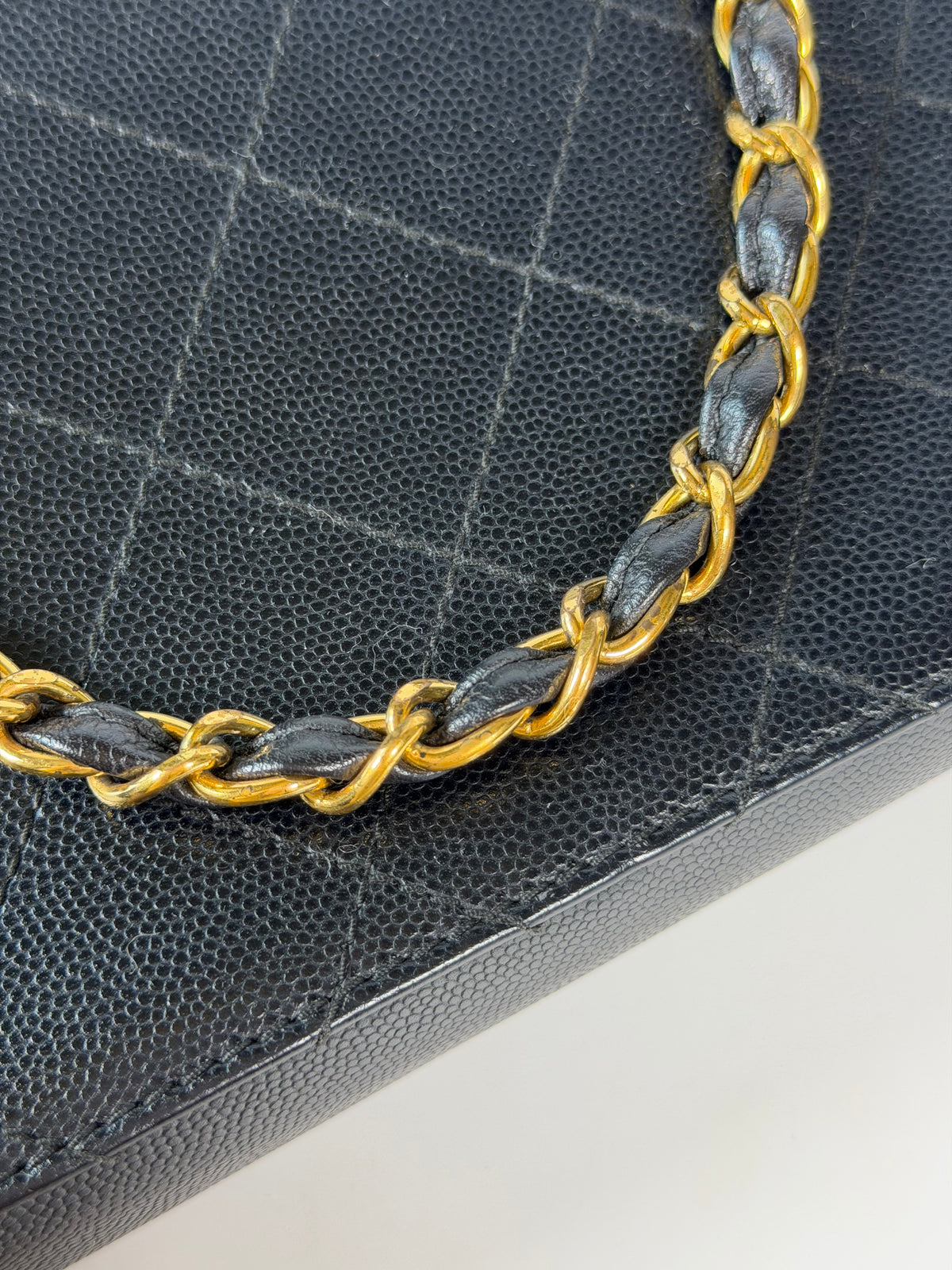 Chanel Vintage Micro Black Caviar Tote Bag With 24k Gold Hardware
