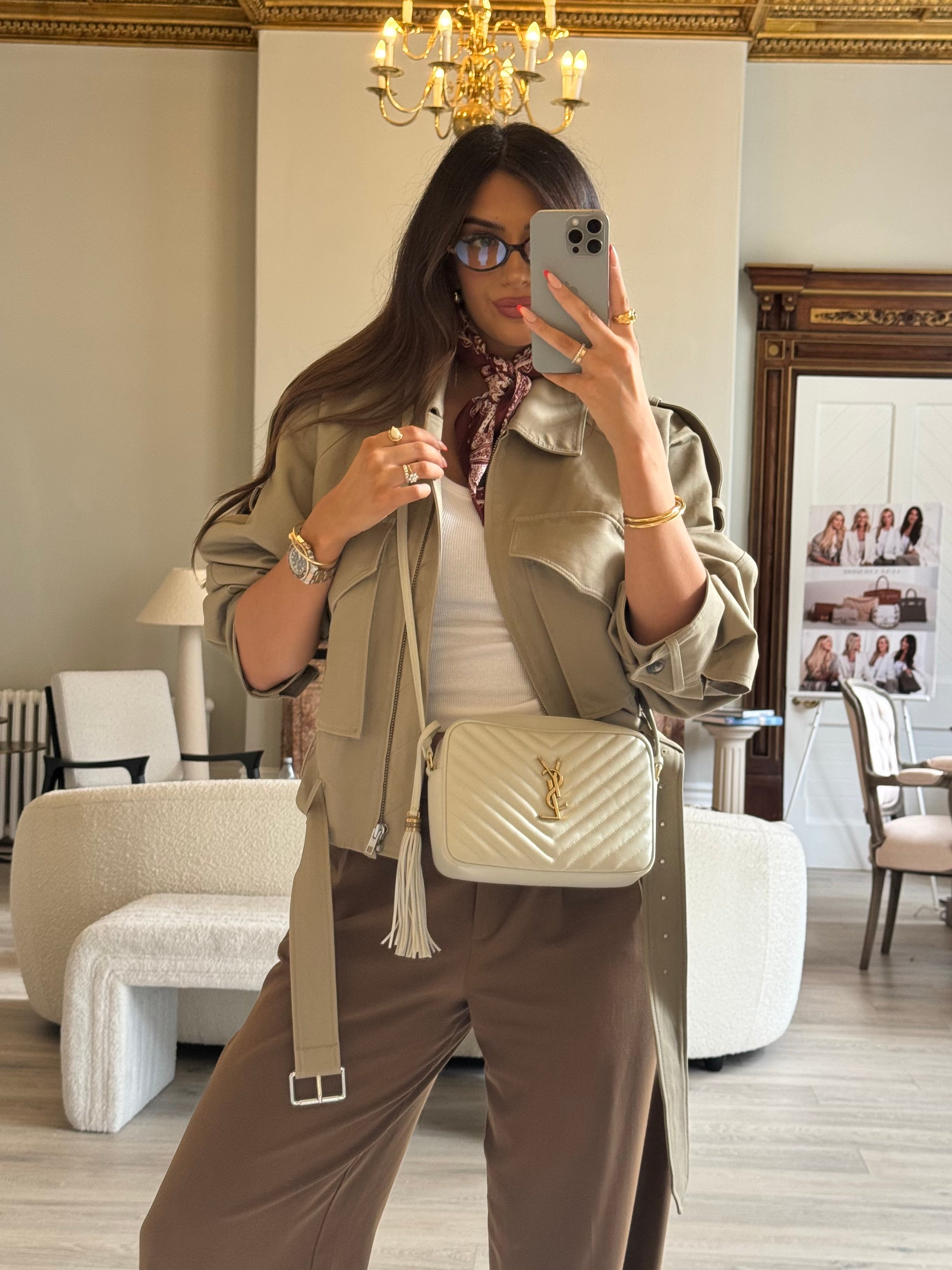 Saint Laurent Small Camera Bag In Ecru Leather