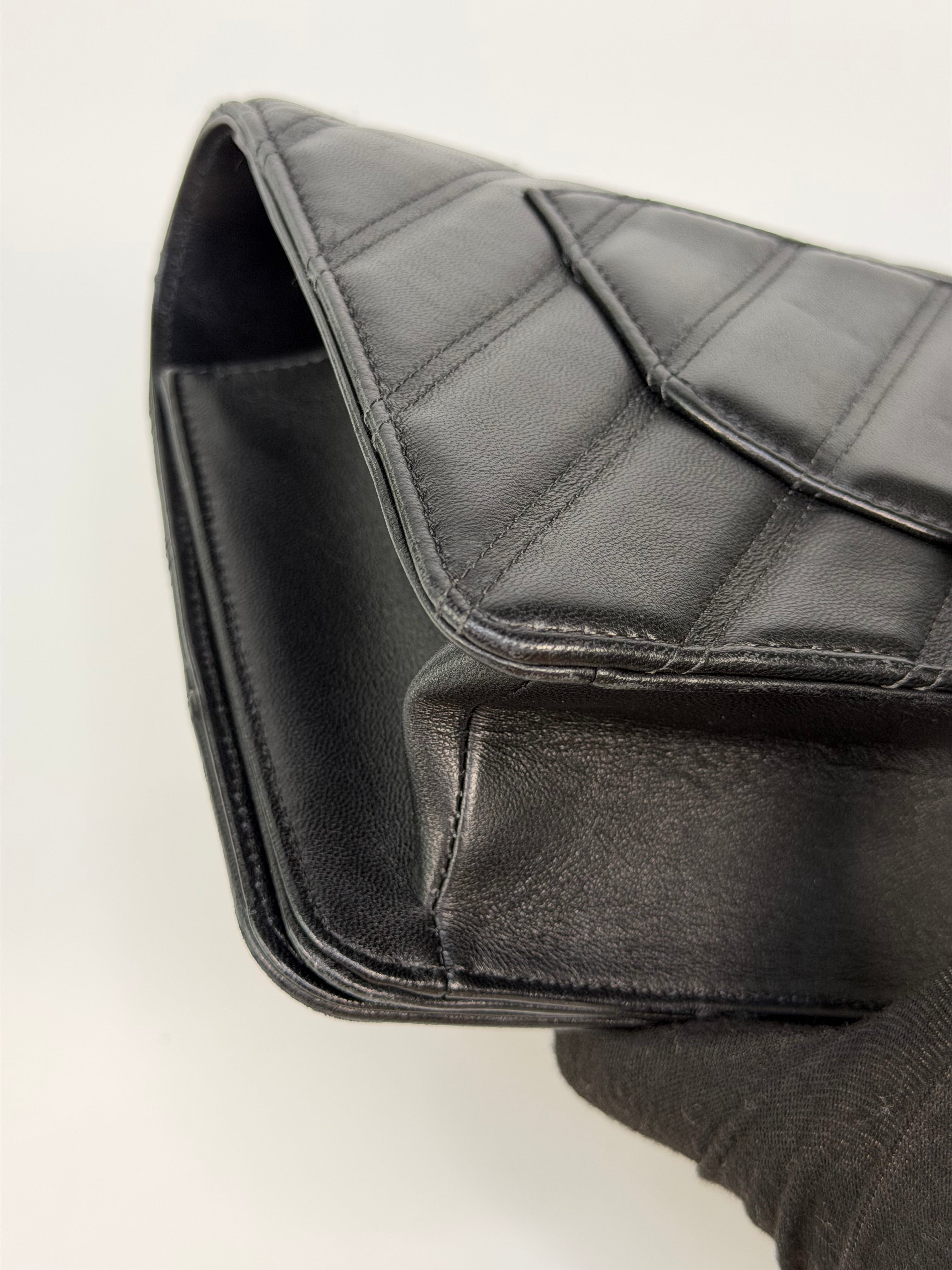 Chanel Chevron Flap In Black Lambskin Leather With Gold Hardware. Authentic and preloved in excellent condition. 100% guarantee