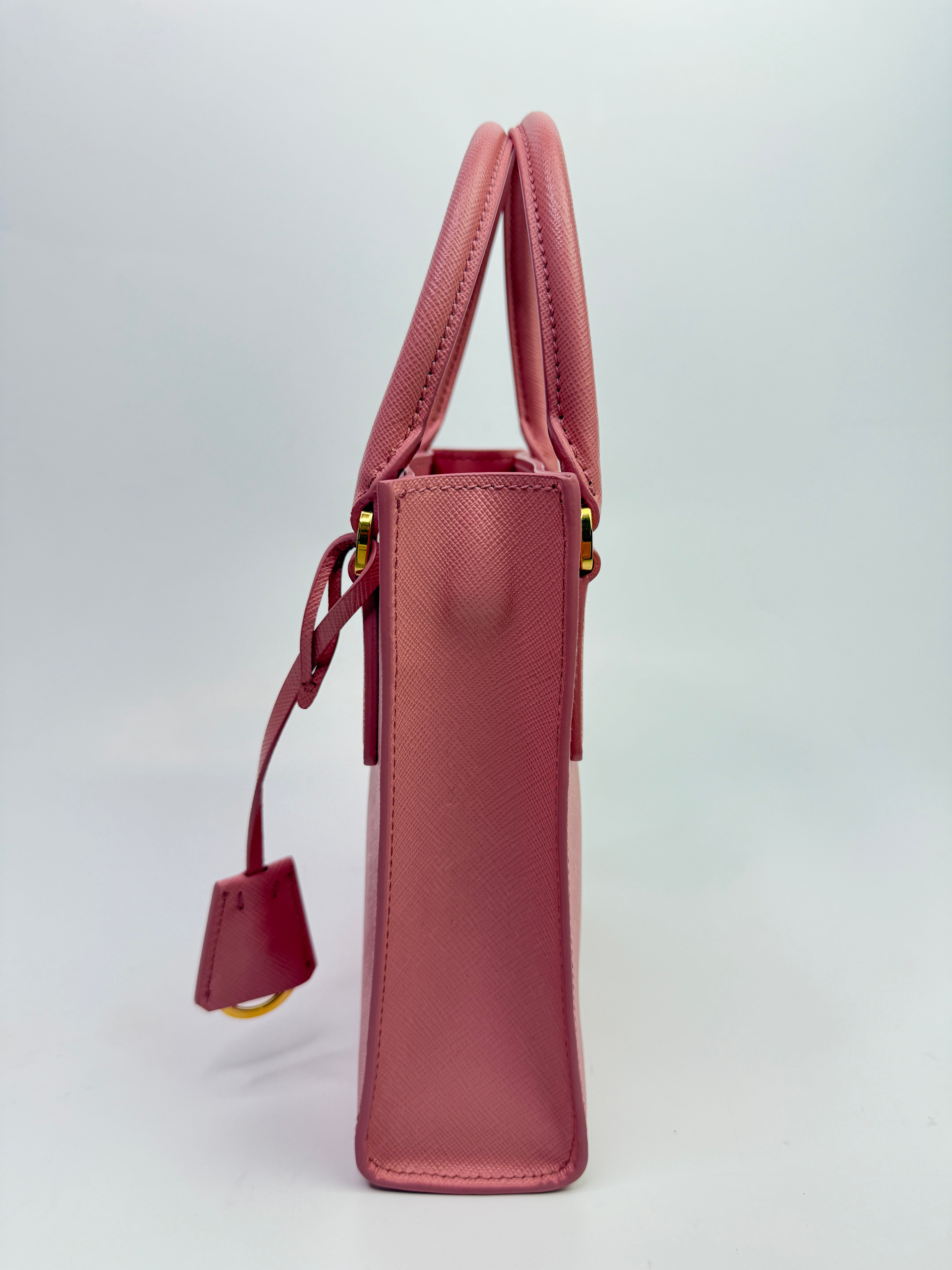 Prada Mini Tote In Pink Saffiano Leather