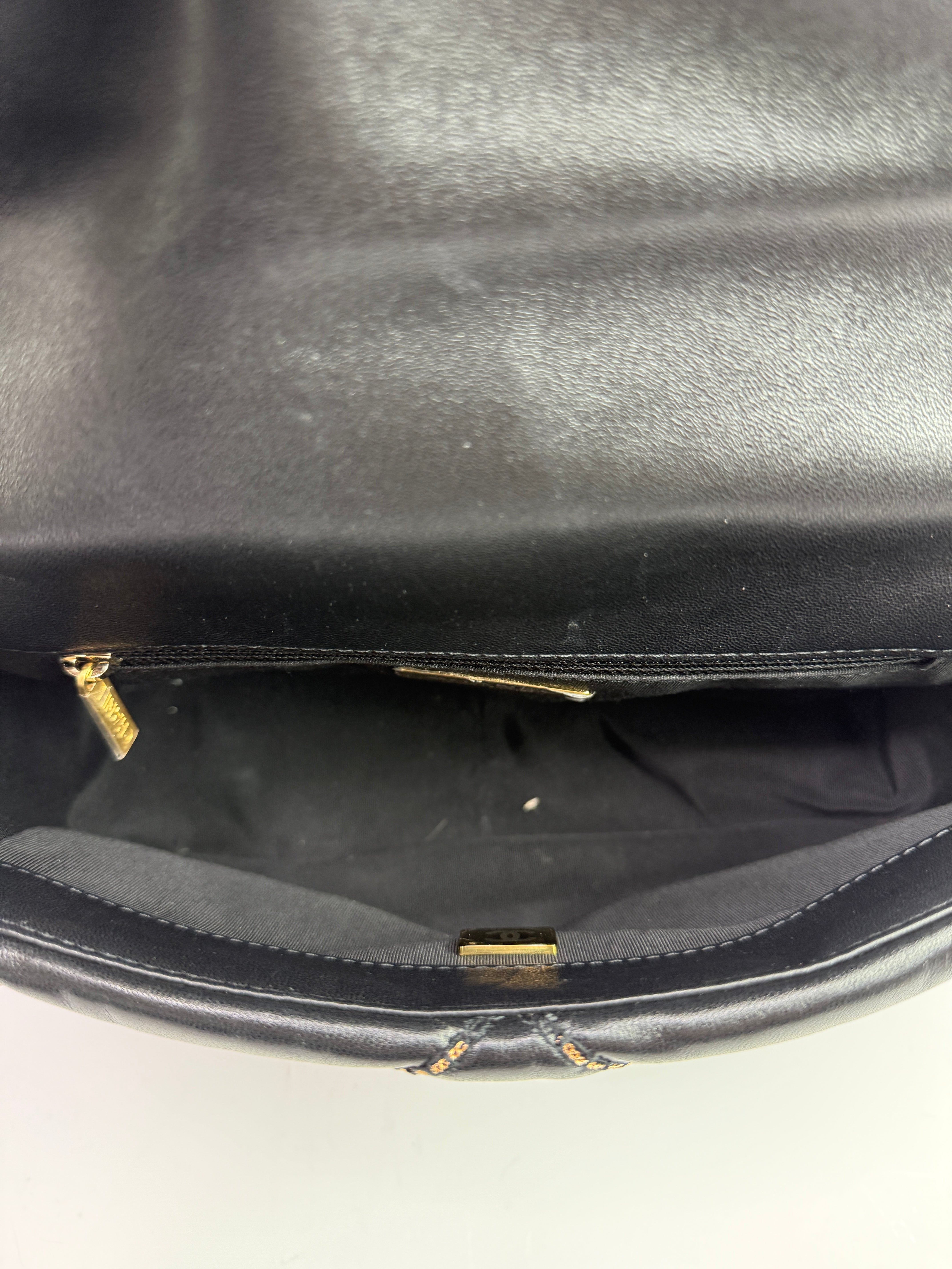 Chanel 19 Small Flap Bag In Black Lambskin Leather