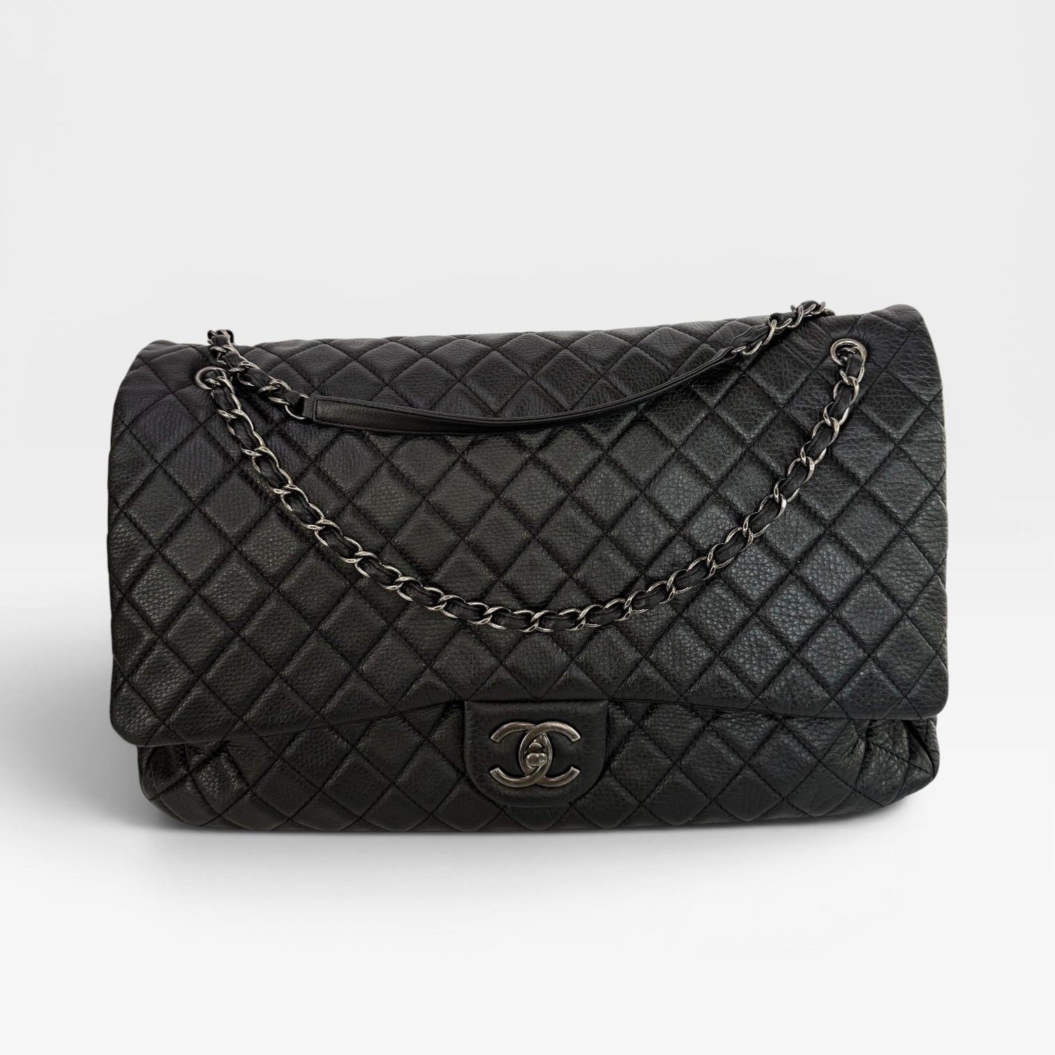 Chanel Airline XXL Classic Flap In Black Calfskin With RHW
