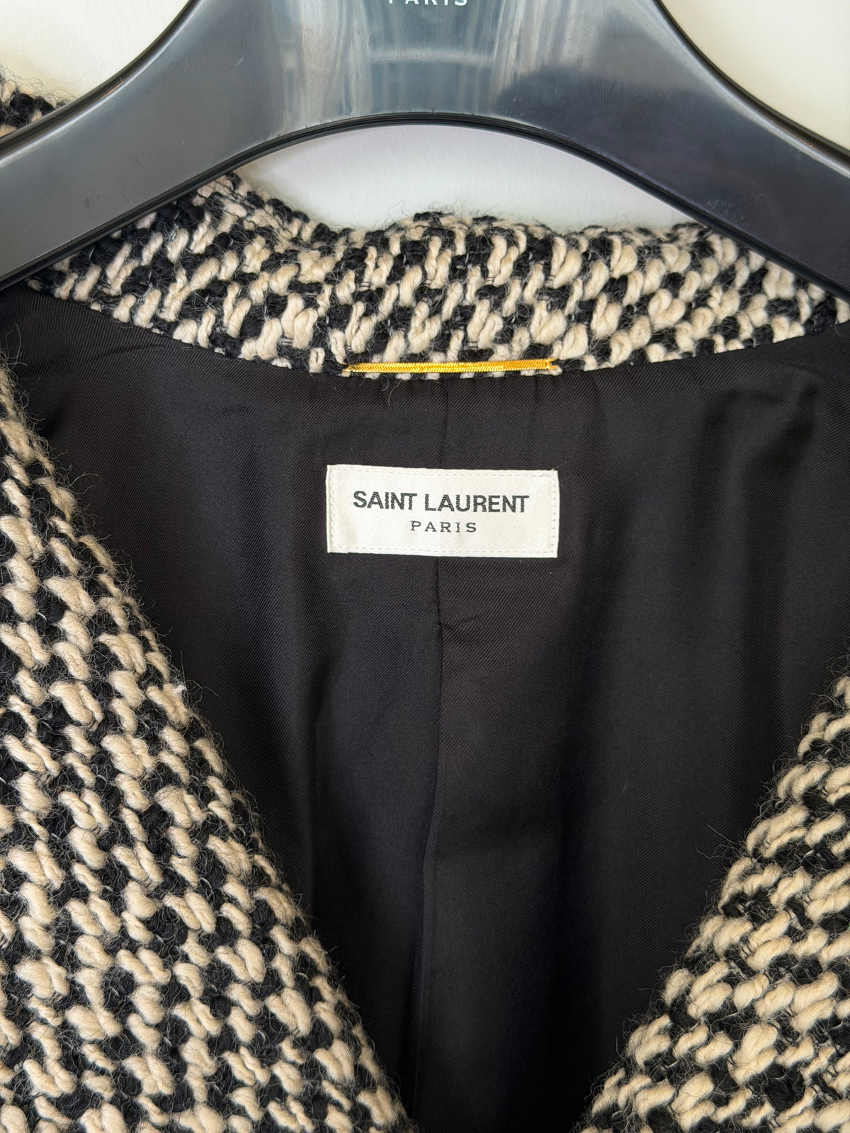 Saint Laurent Jacket In Black & White Tweed. 100% authentic and preloved in excellent condition