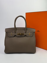 Hermès Birkin 30 Sellier In Etoupe Togo Leather GHW