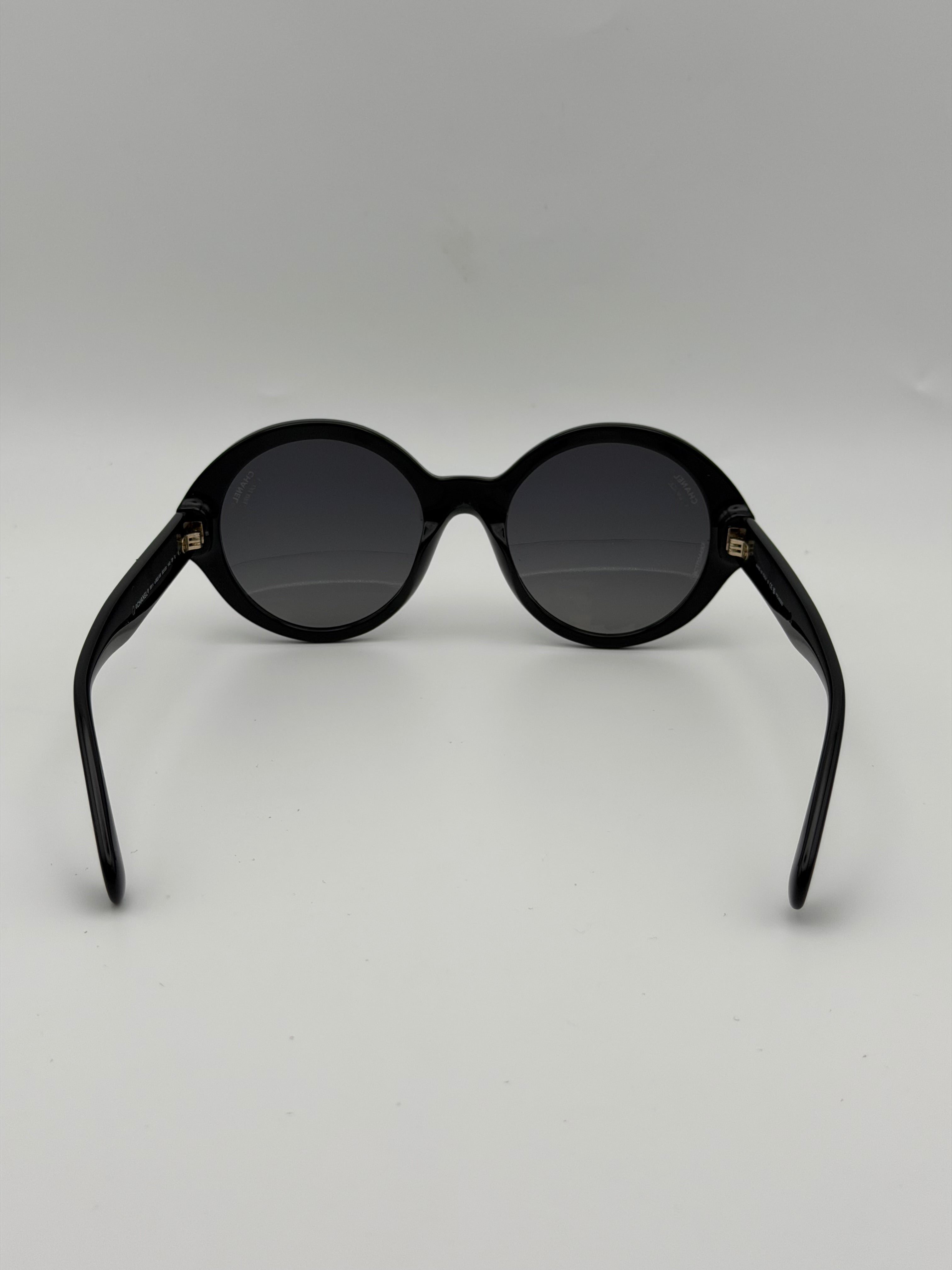Chanel Sunglasses In Black With Pale Gold Hardware. Authentic and preloved in excellent condition