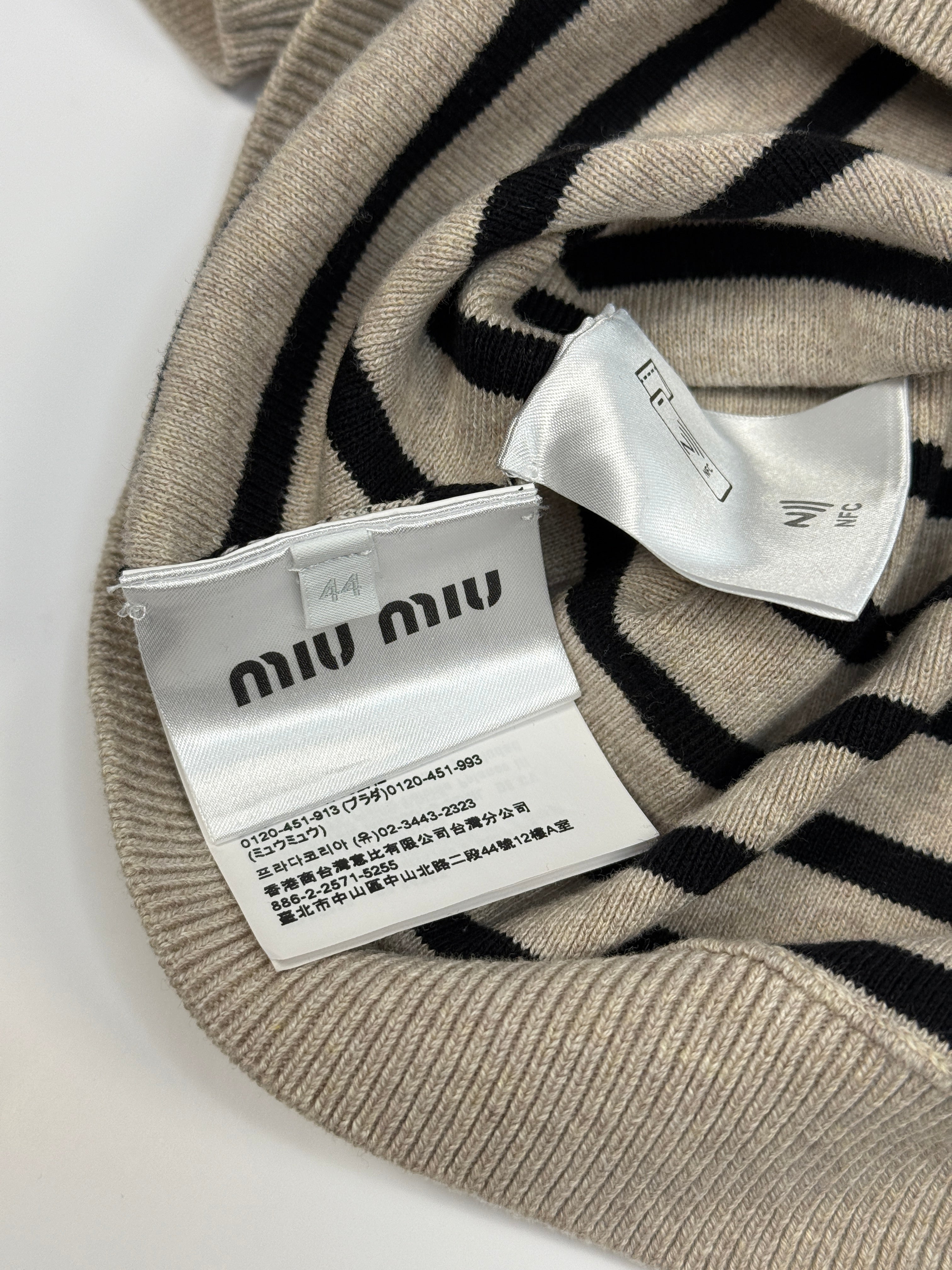 Miu Miu Striped Short Sleeve Jumper (Size 44/UK12)