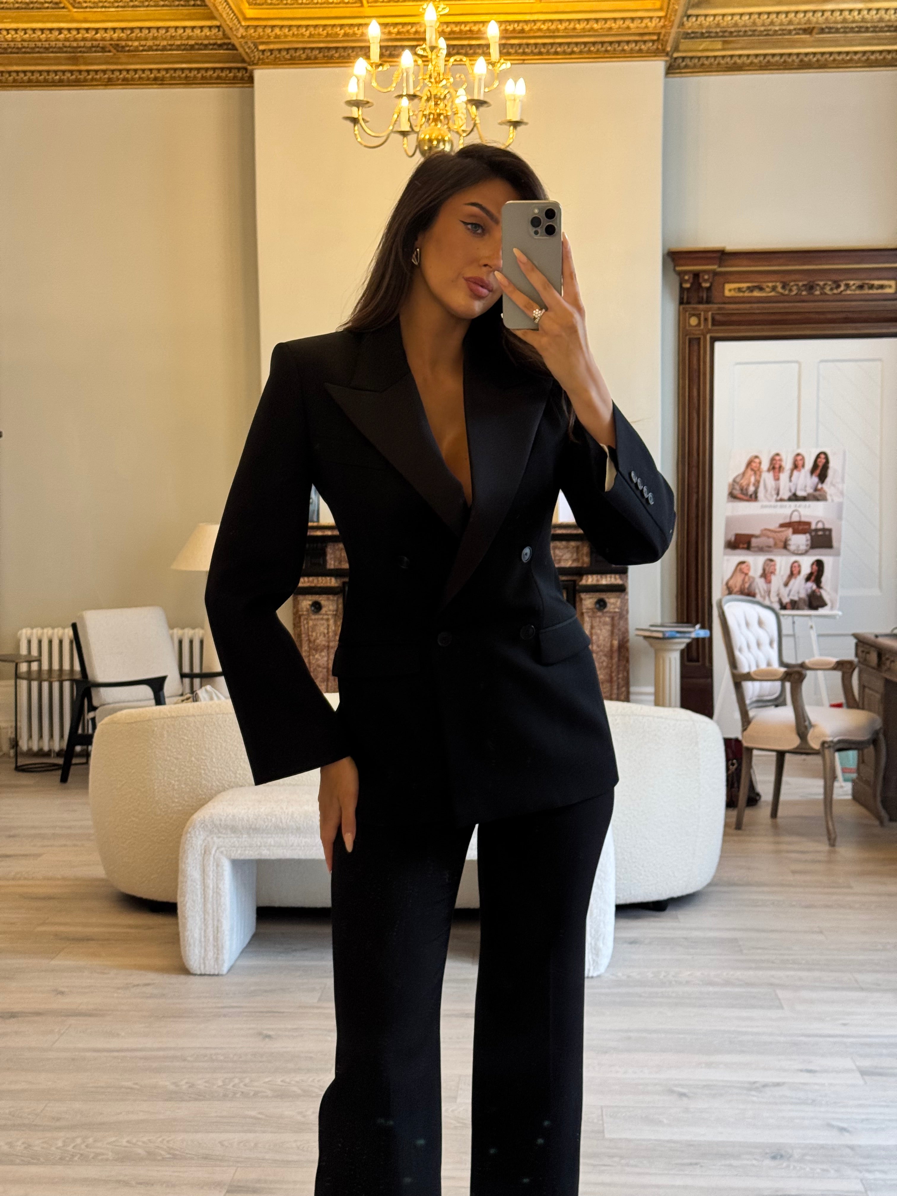 Givenchy Peak-Lapel Double-Breasted Wool Blazer (Size UK10)