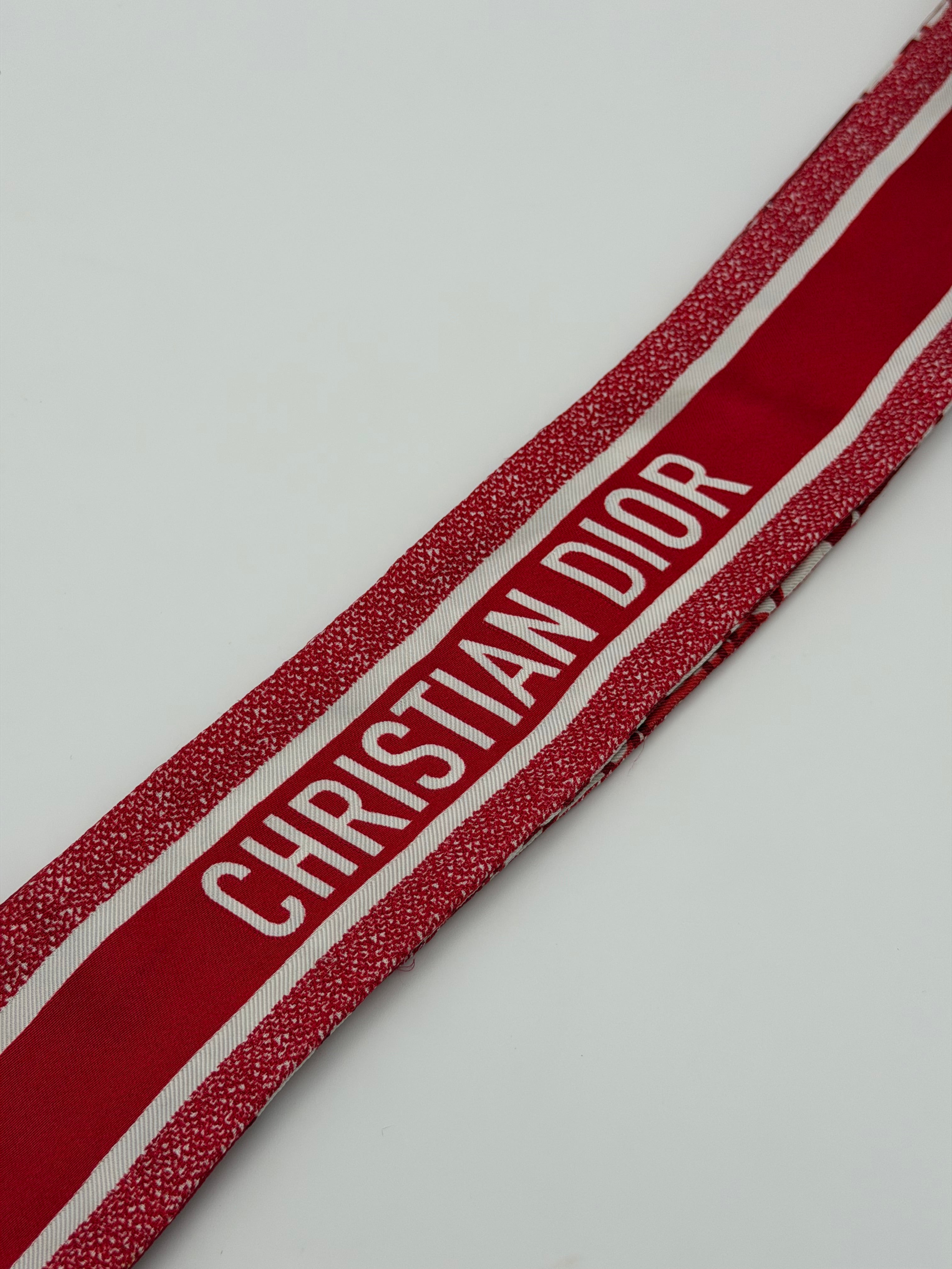 Christian Dior Twilly In Red And White Silk