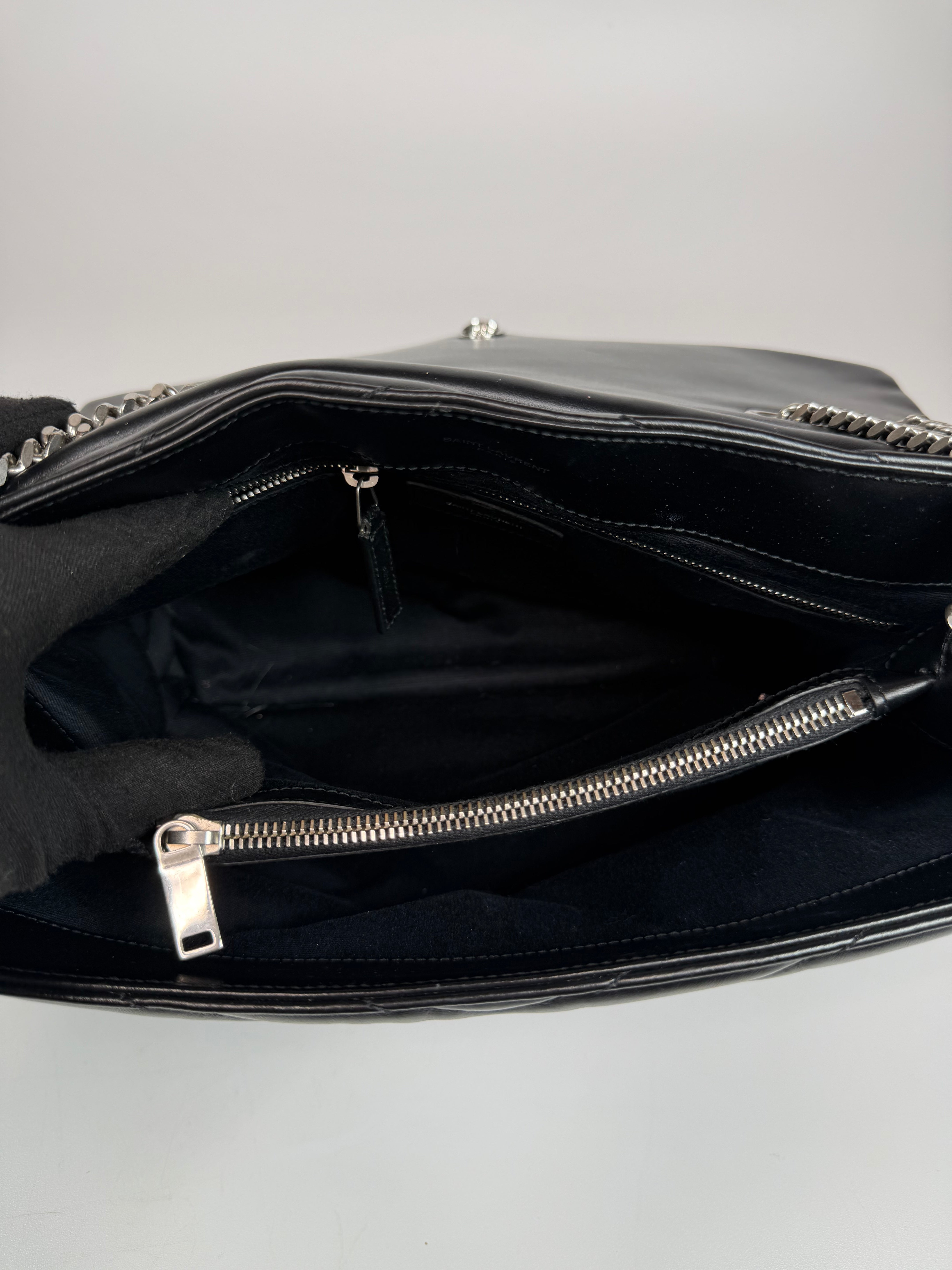 Saint Laurent LouLou In Black Chevron Leather With Silver Hardware. Authentic and preloved in excellent condition. Insured next day delivery. Verified by luxe cheshire