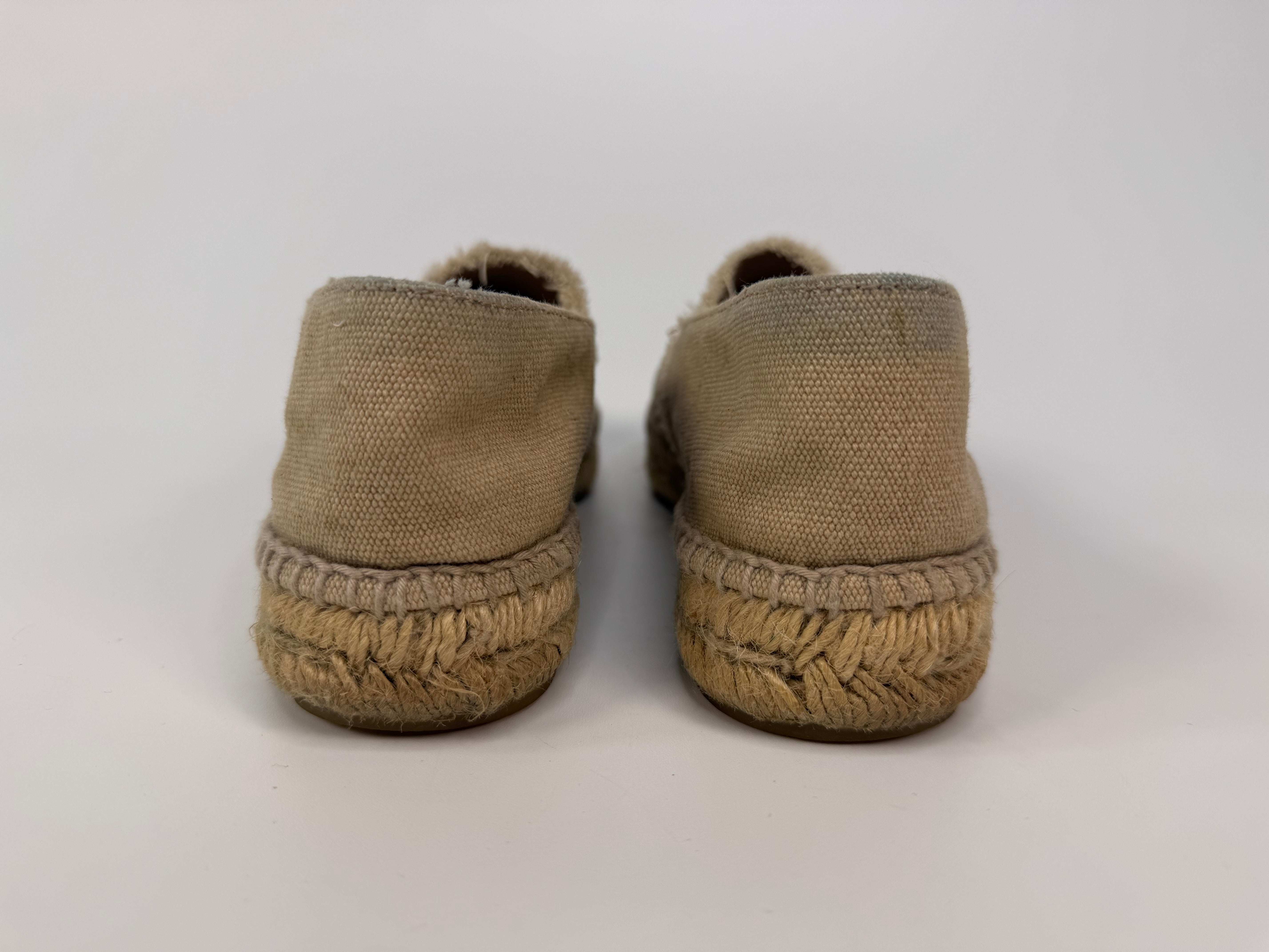 Chanel Espadrilles In Black & Beige Embroidered Fabric (Size 36/ UK3). 100% authentic and preloved in excellent condition
