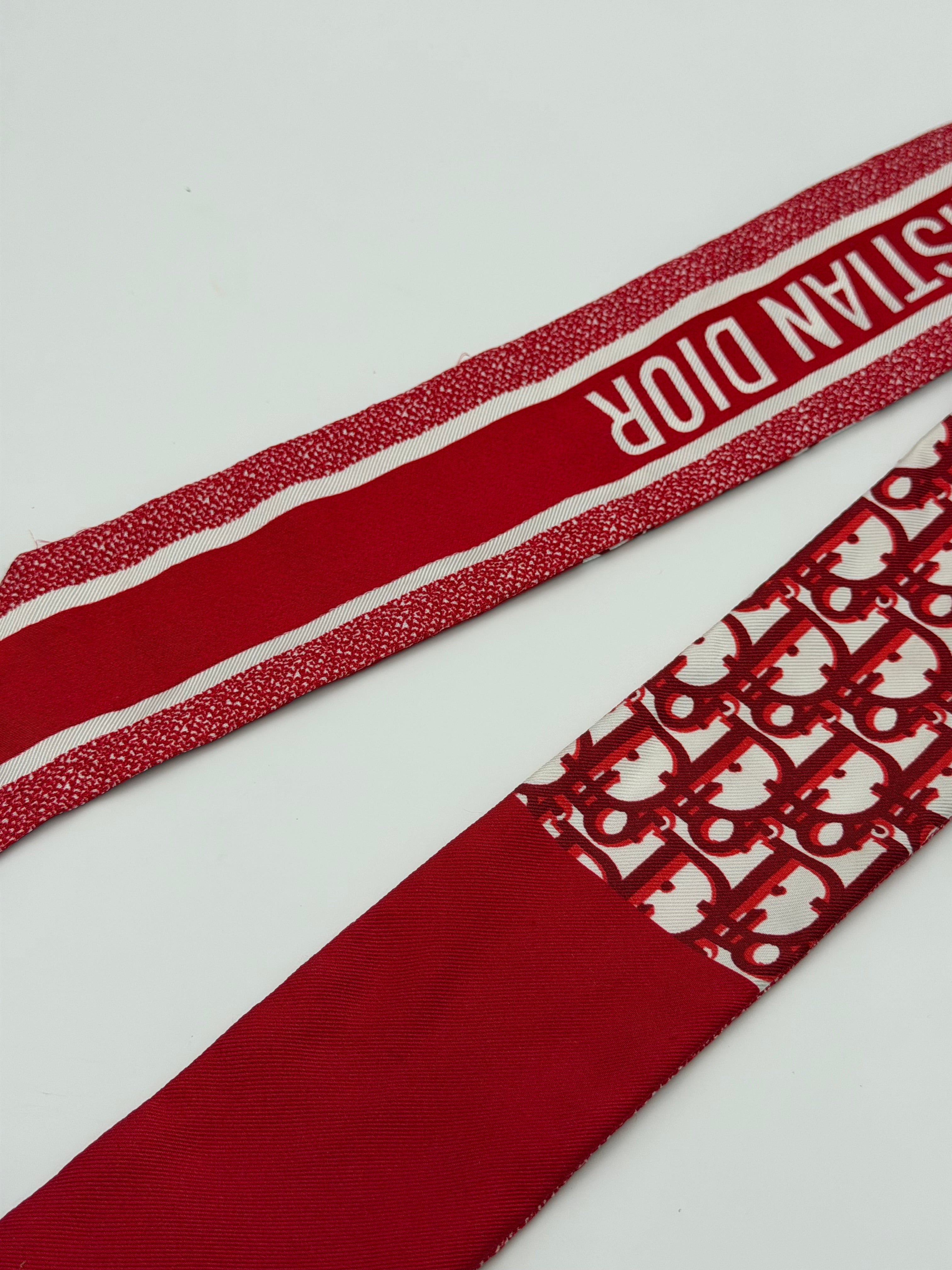 Christian Dior Twilly In Red And White Silk