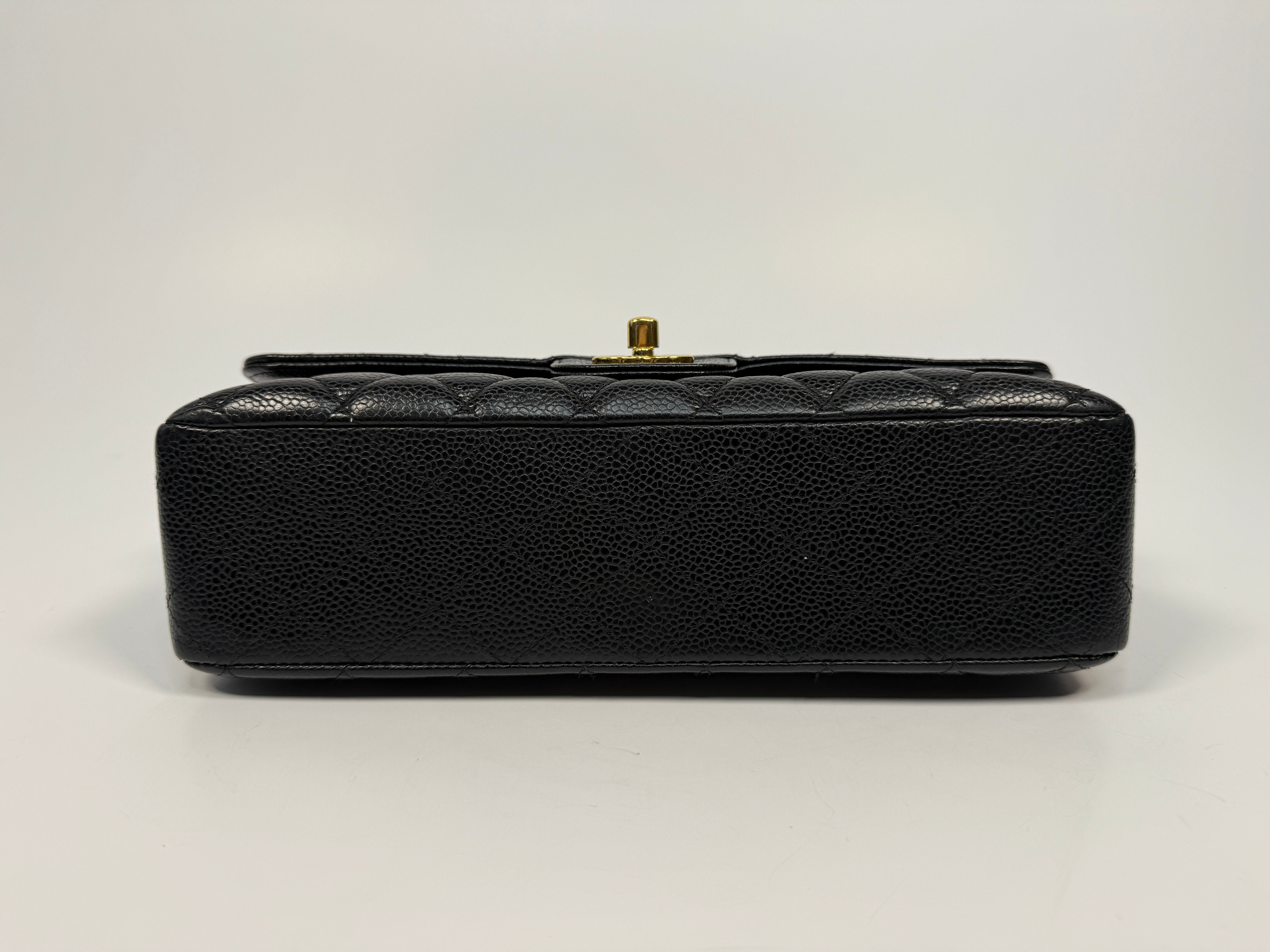 Chanel Medium Classic Double Flap Black Caviar With Gold Hardware, Authentic And Preloved In Very Good Condition