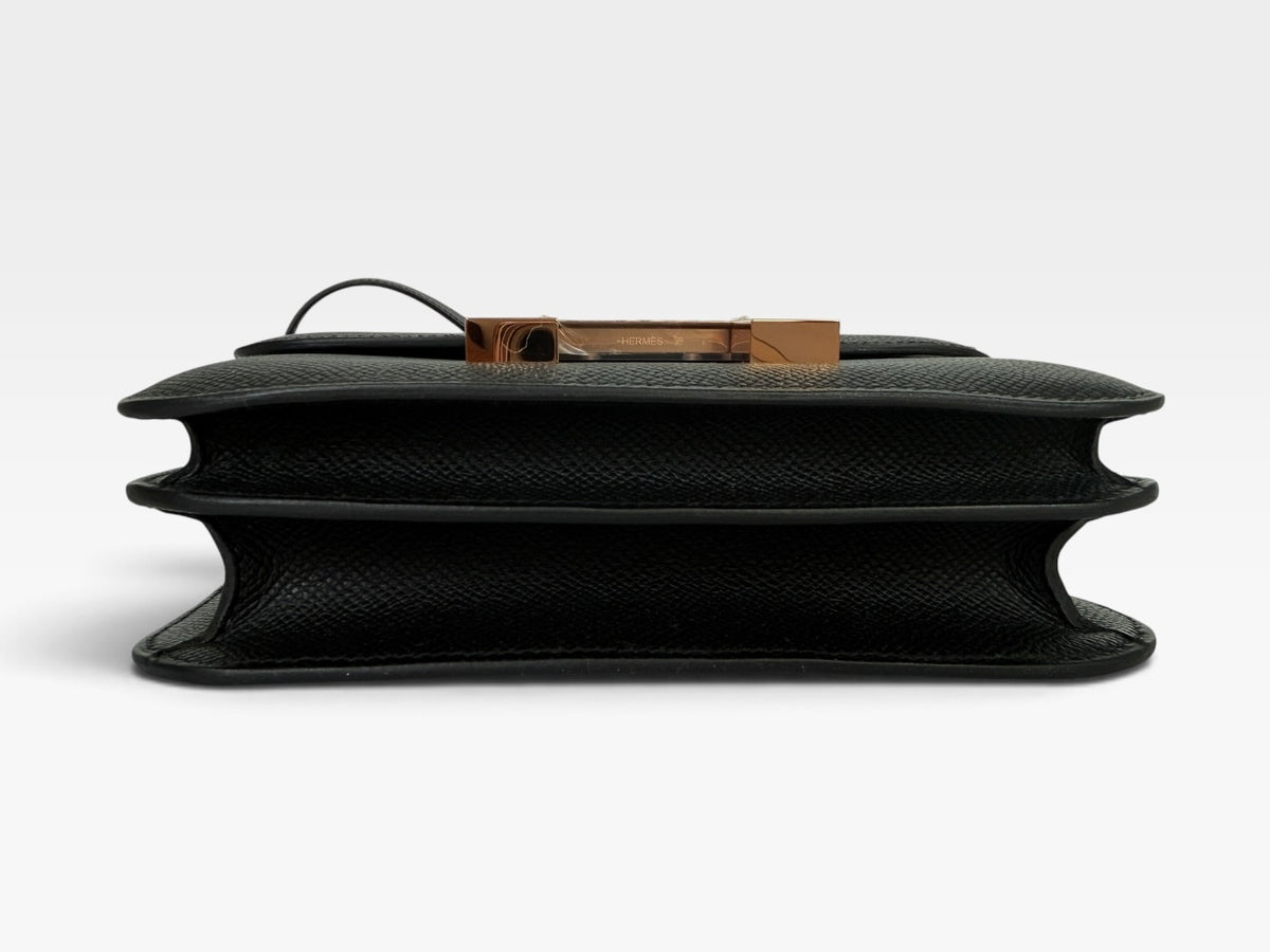Hermès Constance 18 In Black Epsom Leather Rose GHW