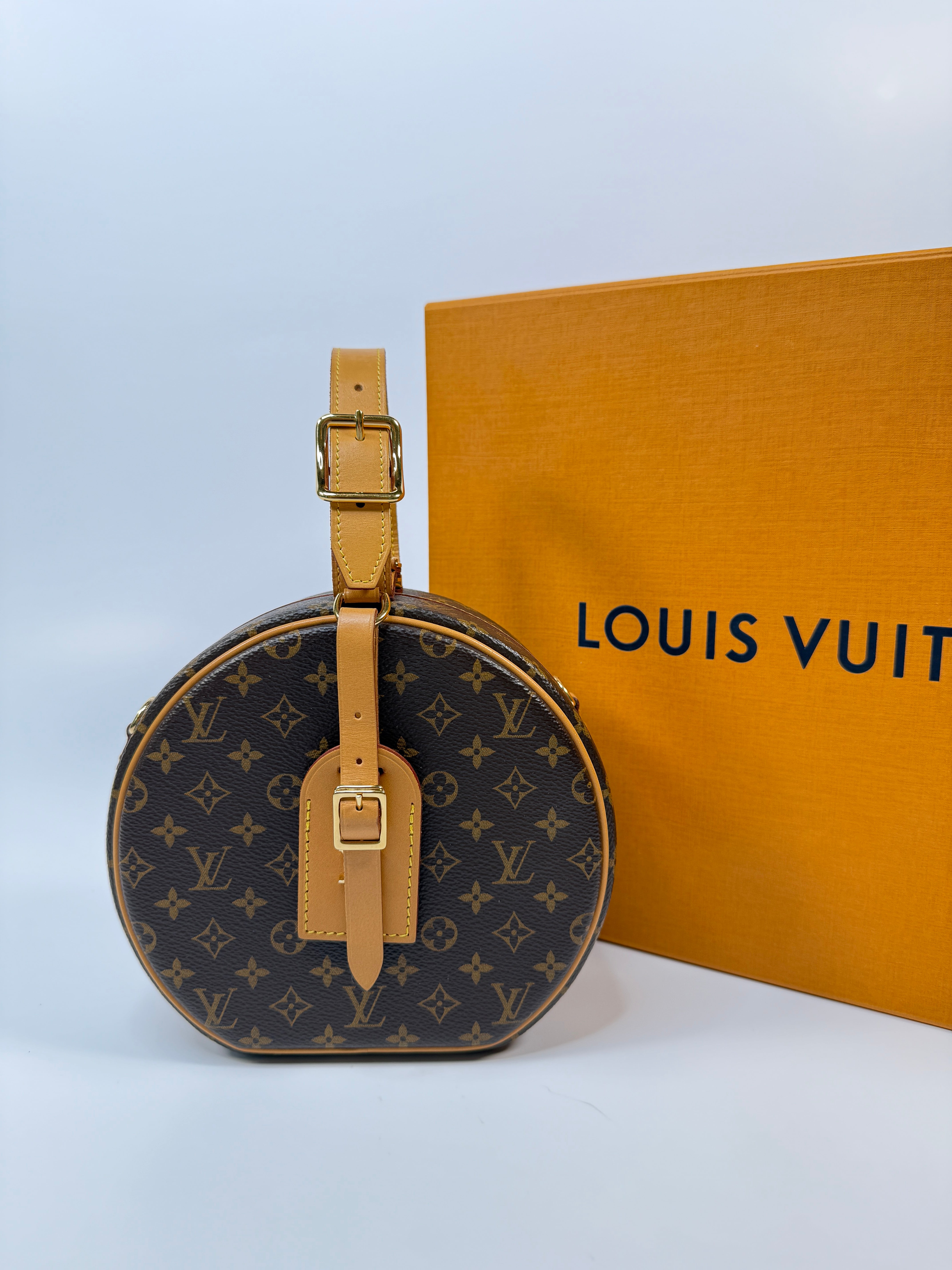 Louis Vuitton Petite Boite Chapeau Bag In Brown Monogram Gold Hardware Authentic and pre loved