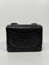 Chanel Black Square Vintage Flap Bag In Lambskin With GHW