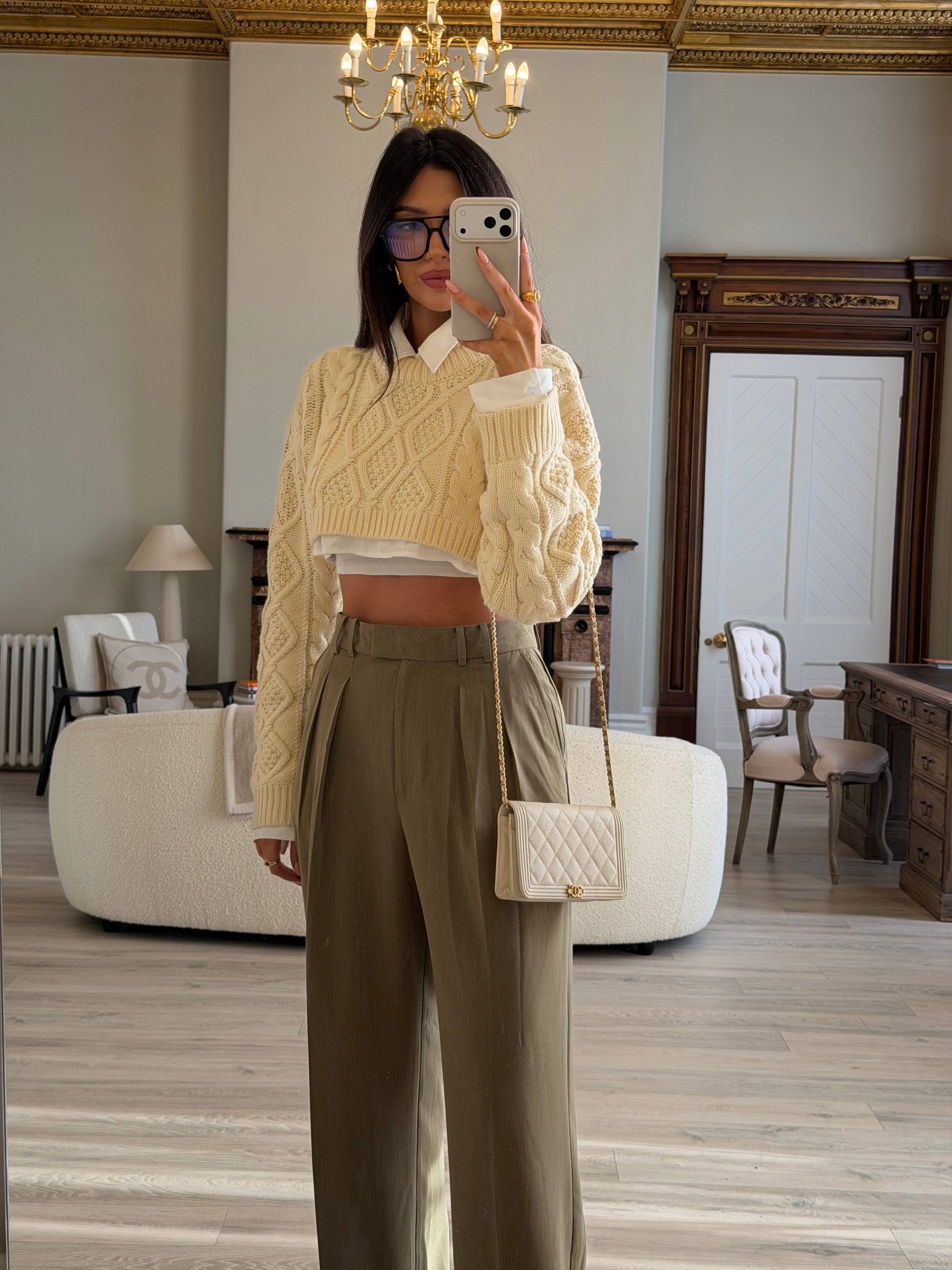 Chanel Boy Wallet On Chain In White Caviar Leather With GHW