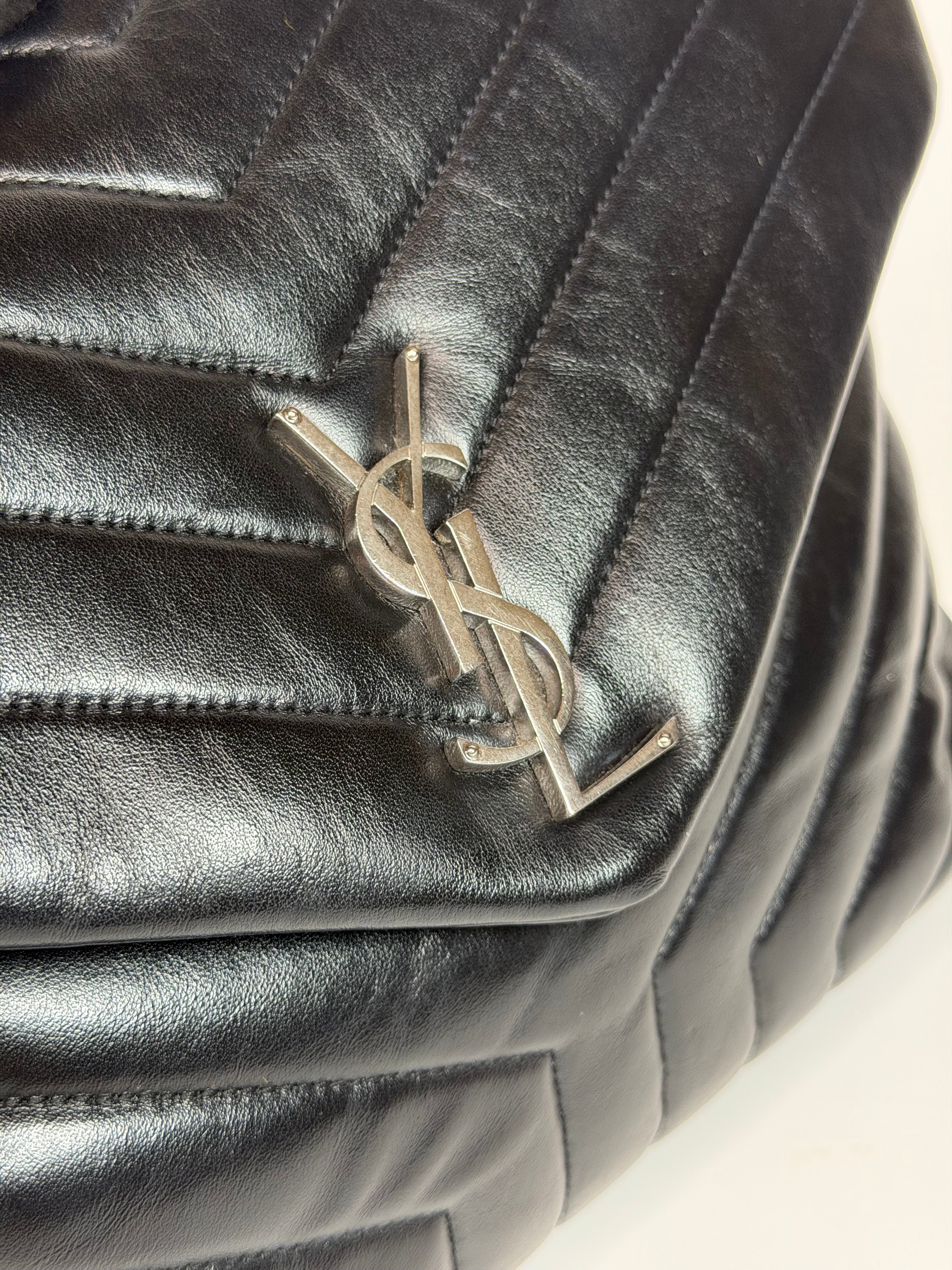 Saint Laurent LouLou In Black Chevron Leather With Silver Hardware. Authentic and preloved in excellent condition. Insured next day delivery. Verified by luxe cheshire