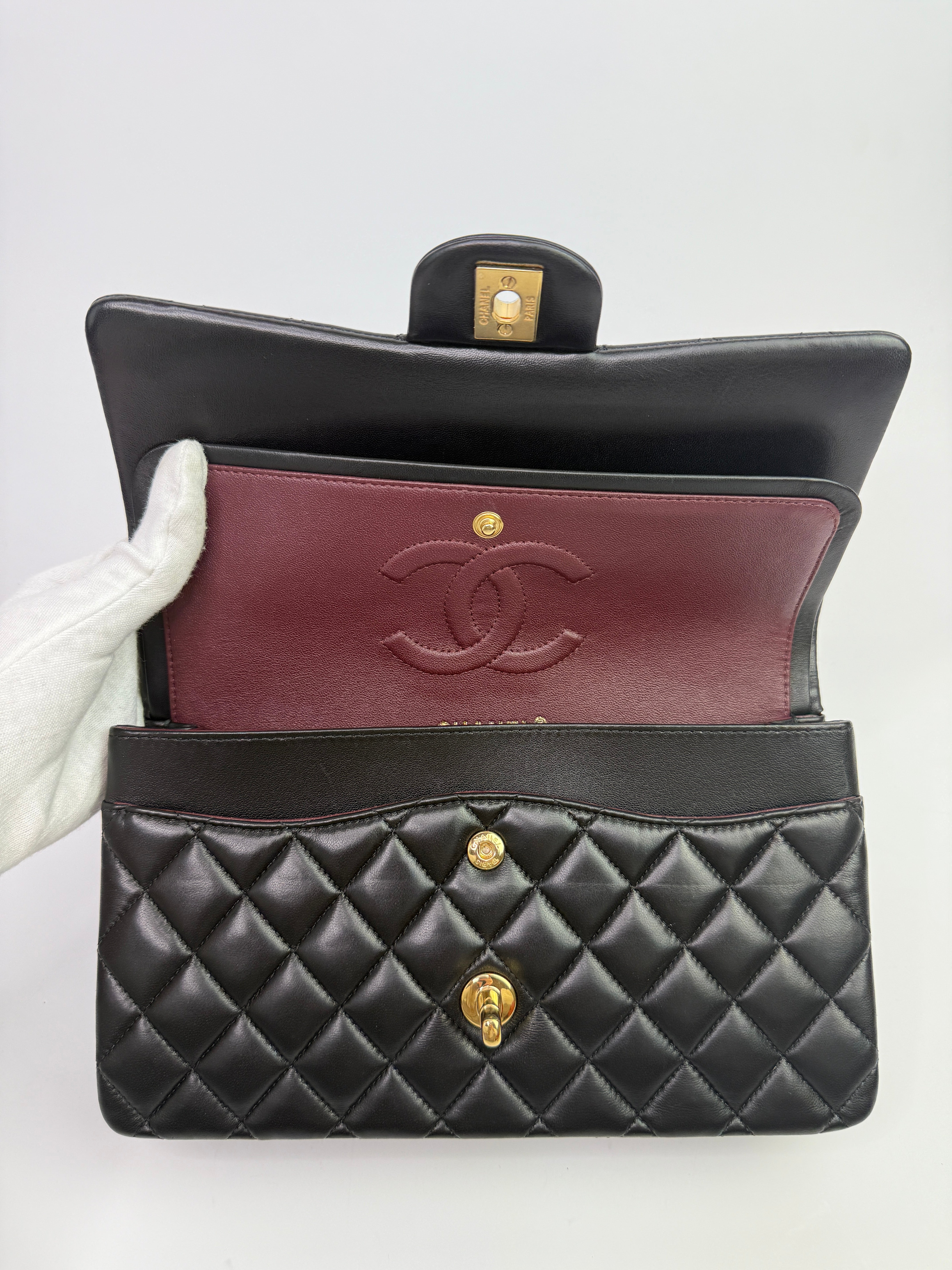 Chanel Medium Classic Double Flap Black Lambskin With GHW