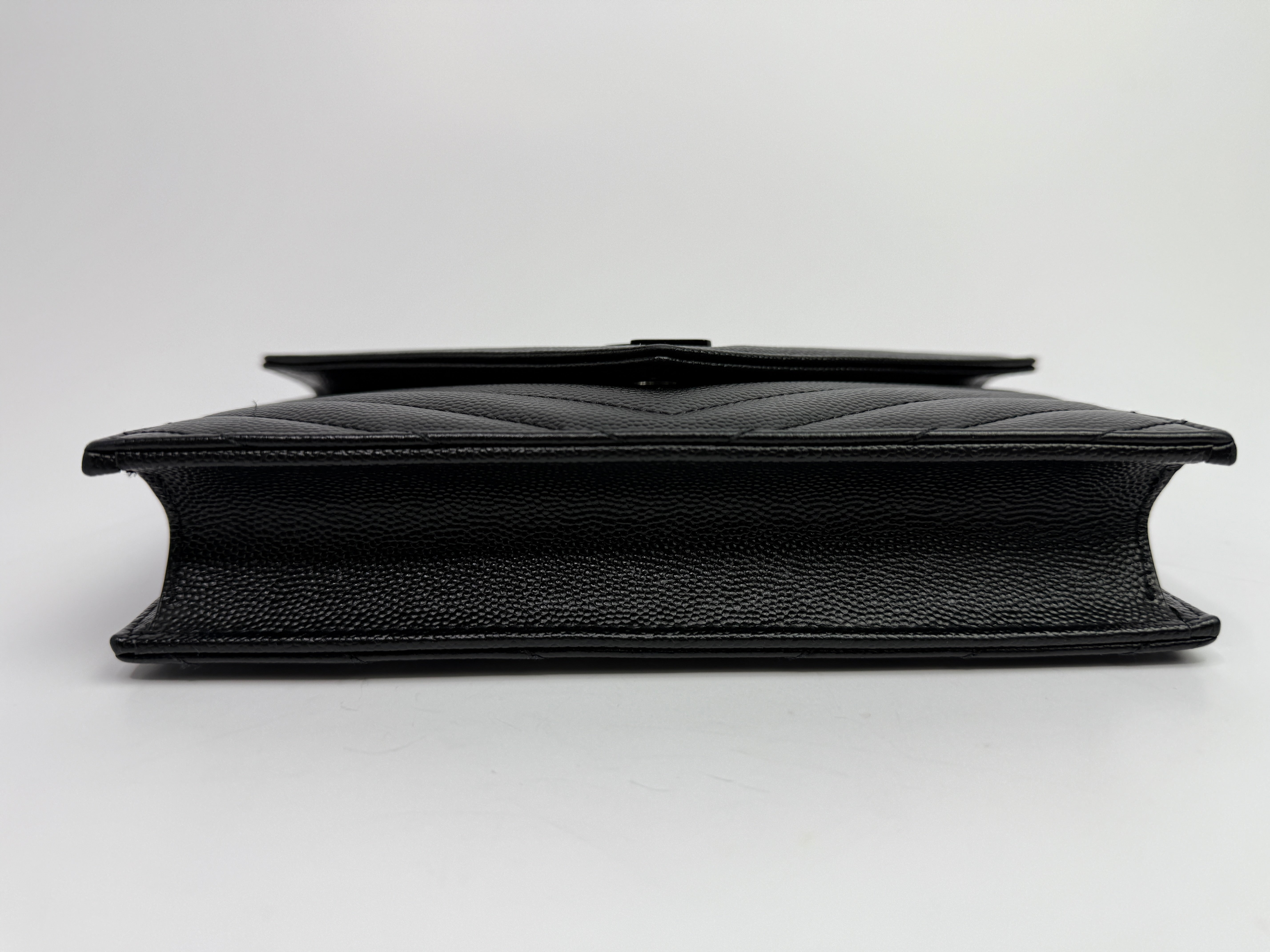 Saint Laurent Cassandre Matelassé Textured- Leather Wallet On Chain