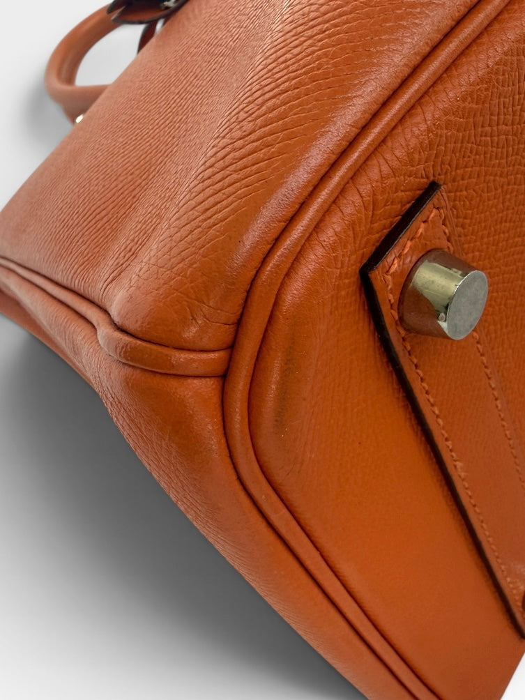 Hermès Birkin 30 In Orange Epsom Leather With Palladium Hardware. 100% authentic and preloved in excellent condition.