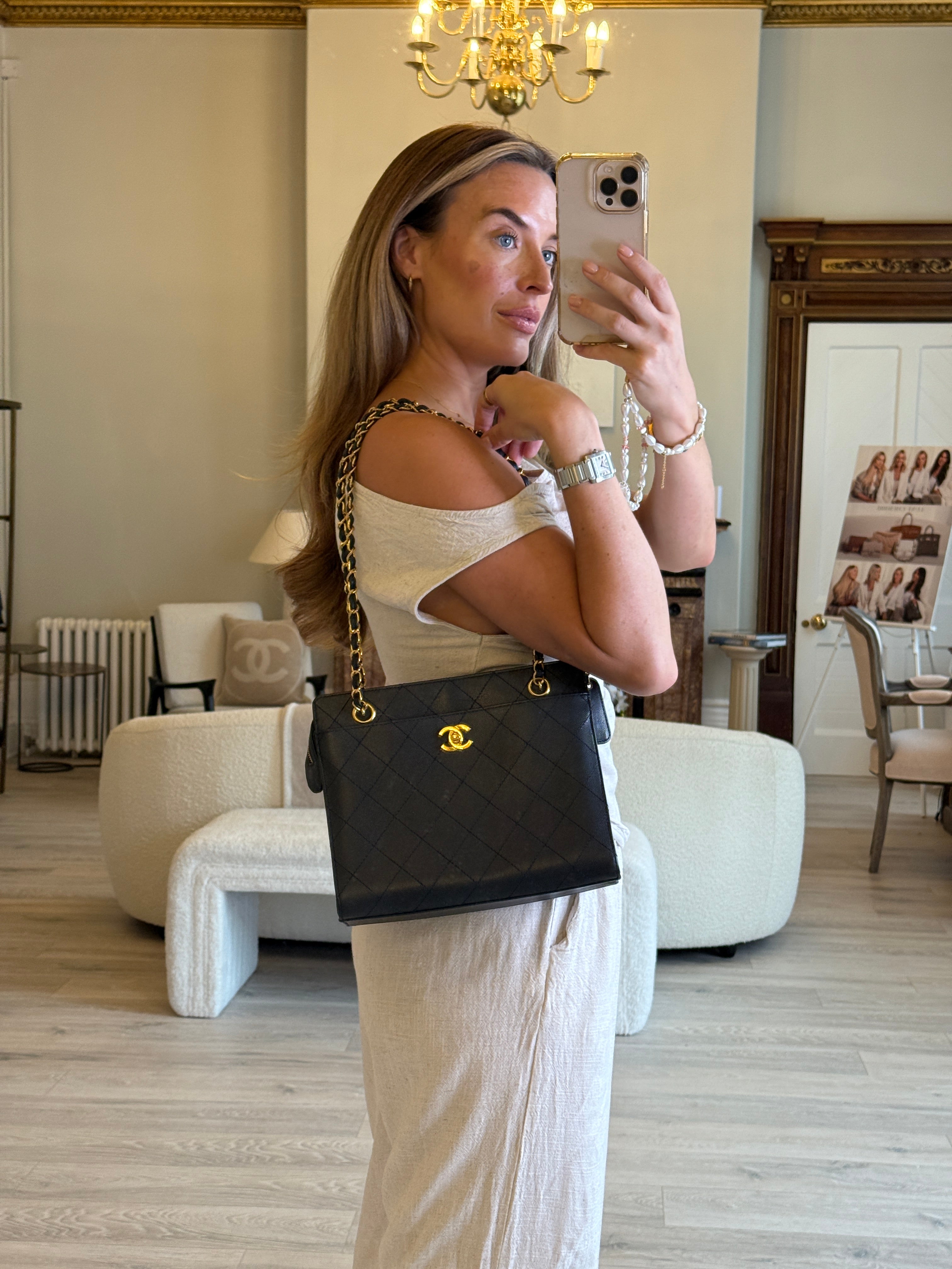 Chanel Vintage Black Caviar Tote Bag